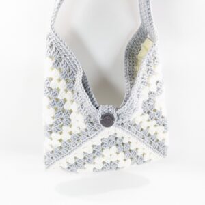 Boho Grey Shoulder Bag Crochet Purse