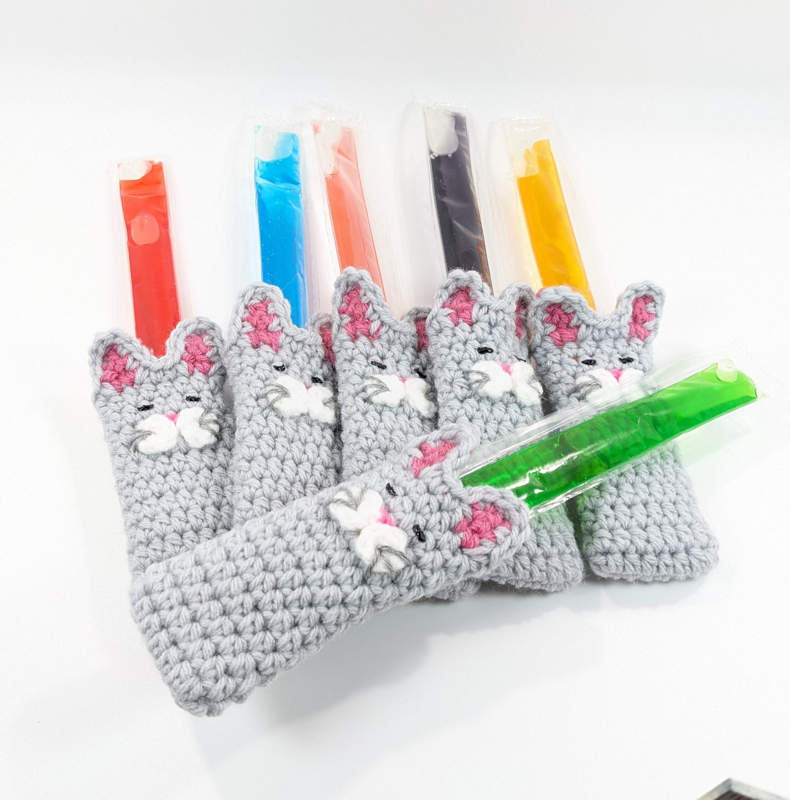 Cat ice stick holder crochet cover set Cat ice stick holder crochet cover set