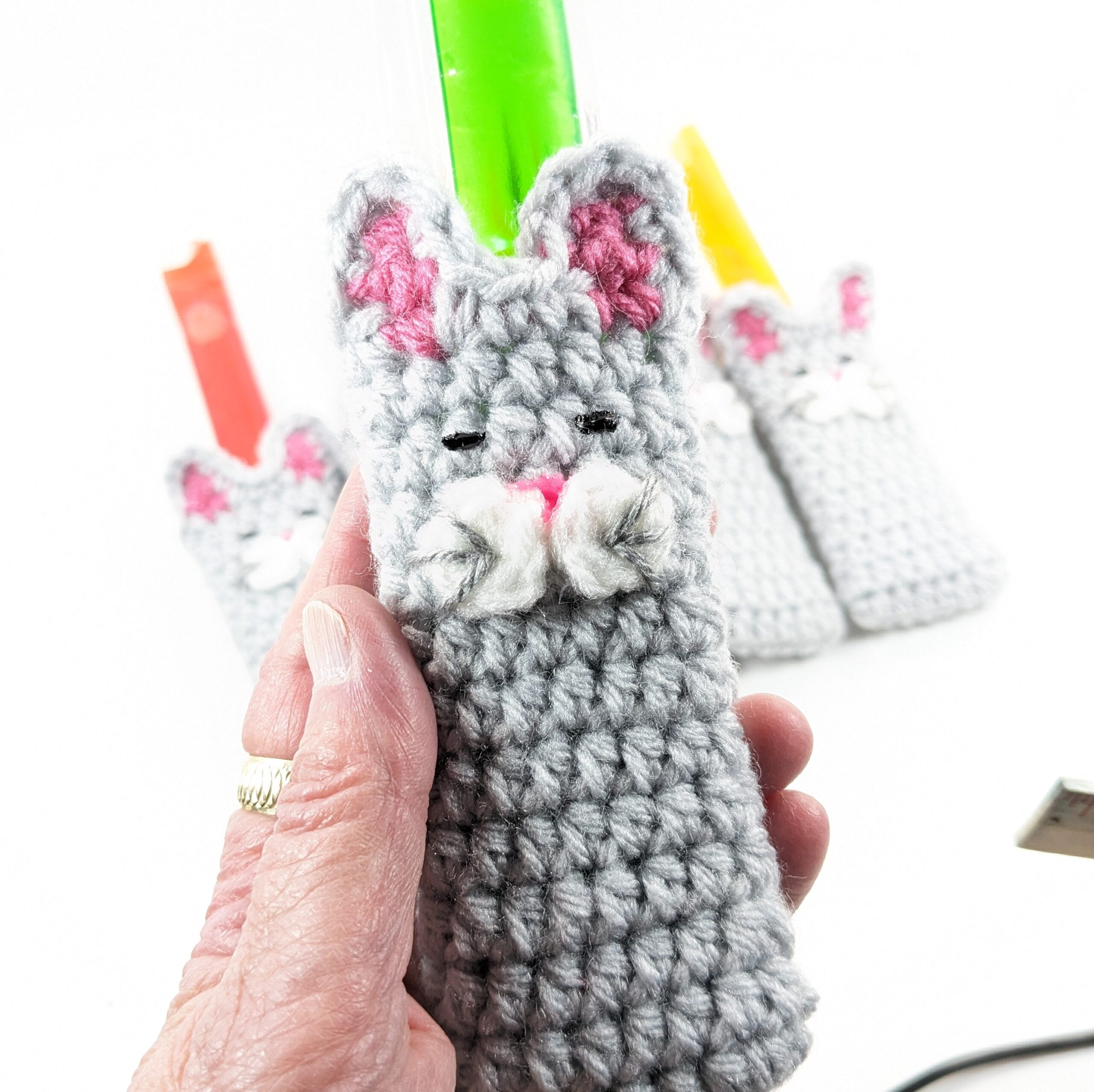 Cat ice stick holder crochet cover set Cat ice stick holder crochet cover set