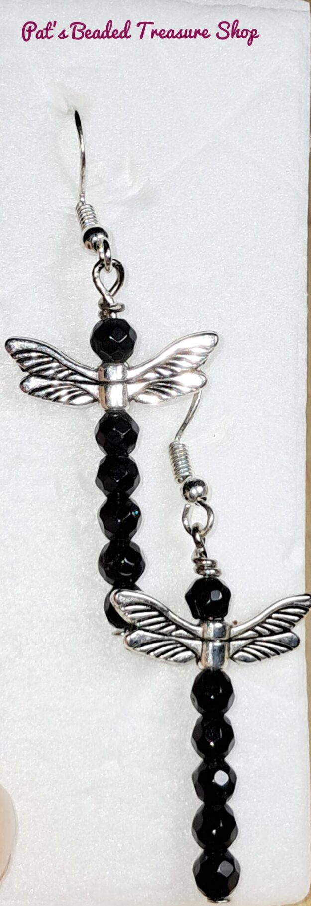 Black dragonfly earrings with 0. 925 sterling silver ear wires Black dragonfly earrings with 0. 925 sterling silver ear wires - image 3