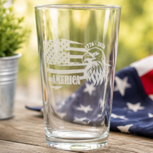 America 250th anniversary pint glass – engraved eagle 1776–2026 patriotic gift