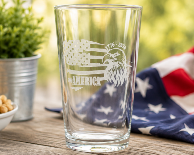 America 250th anniversary pint glass – engraved eagle 1776–2026 patriotic gift America 250th anniversary pint glass – engraved eagle 1776–2026 patriotic gift