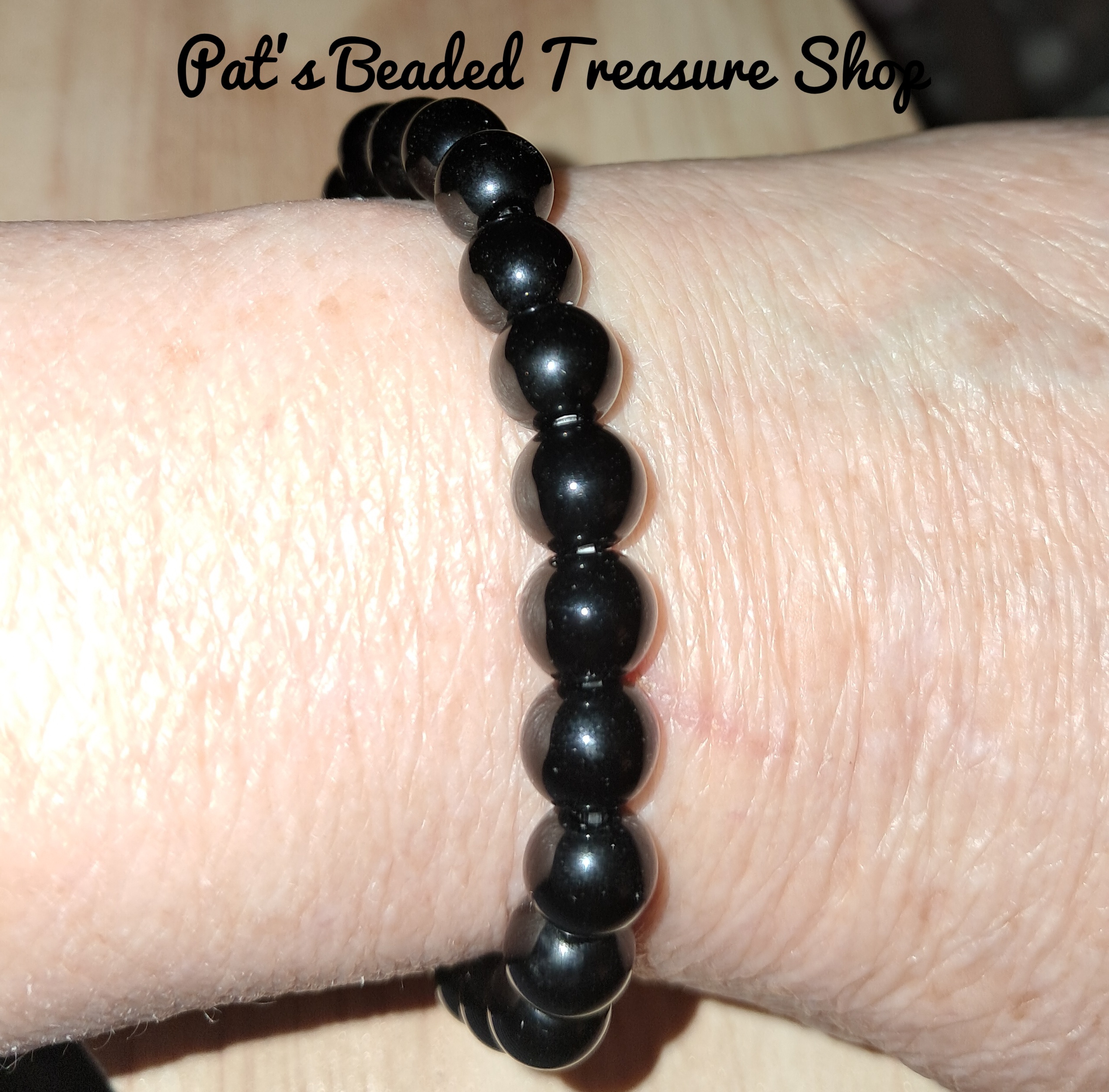 Black obsidian stretch bracelet Black obsidian stretch bracelet - image 2