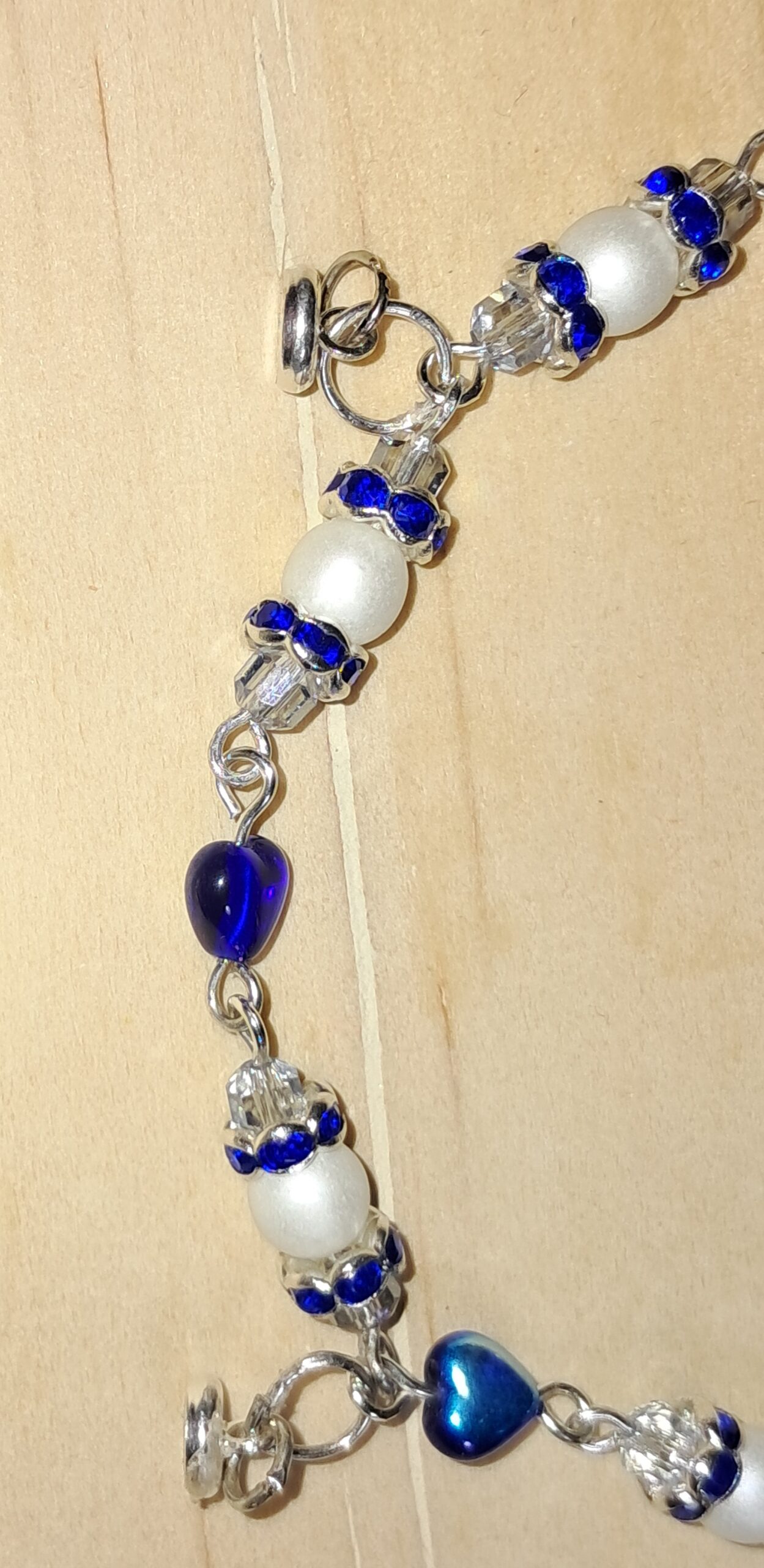 Blue czech pearl heart bracelet with magnetic clasp Blue czech pearl heart bracelet with magnetic clasp - image 4