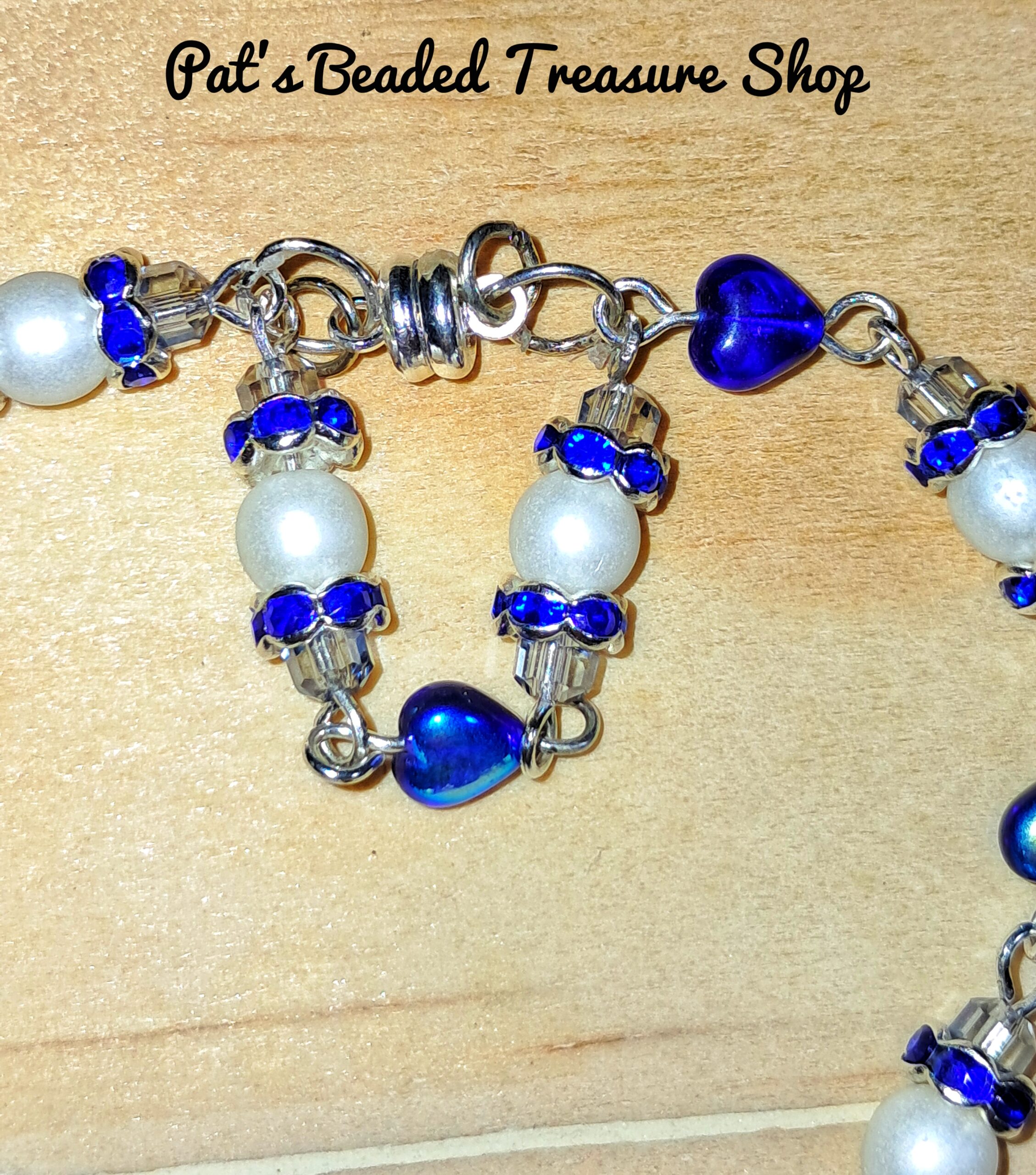 Blue czech pearl heart bracelet with magnetic clasp Blue czech pearl heart bracelet with magnetic clasp - image 2