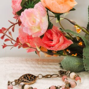 Pink beaded rhodonite bracelet
