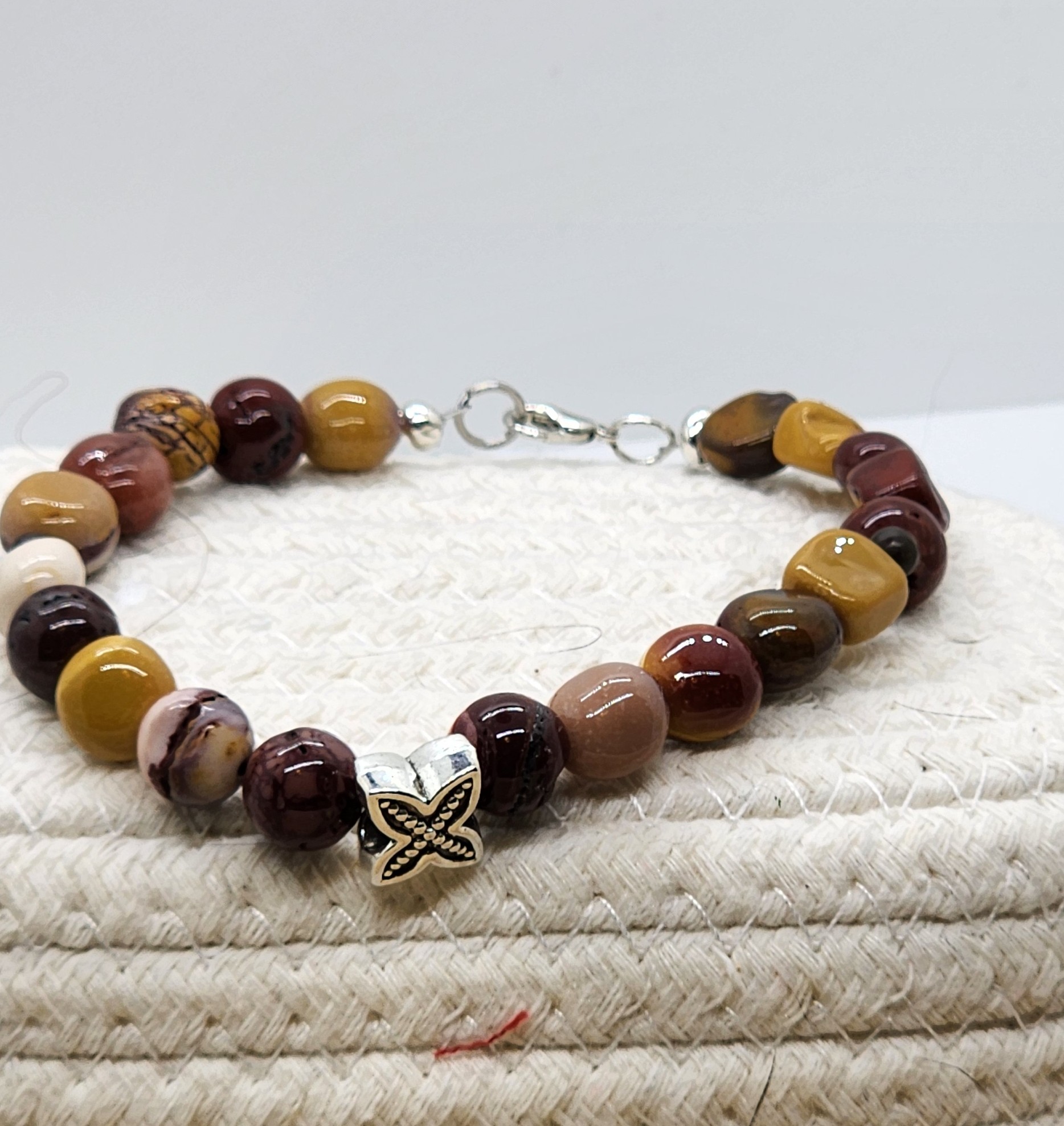 Men's mookaite gemstone bracelet – strength, grounding jewelry, autumnal colors Men's mookaite gemstone bracelet