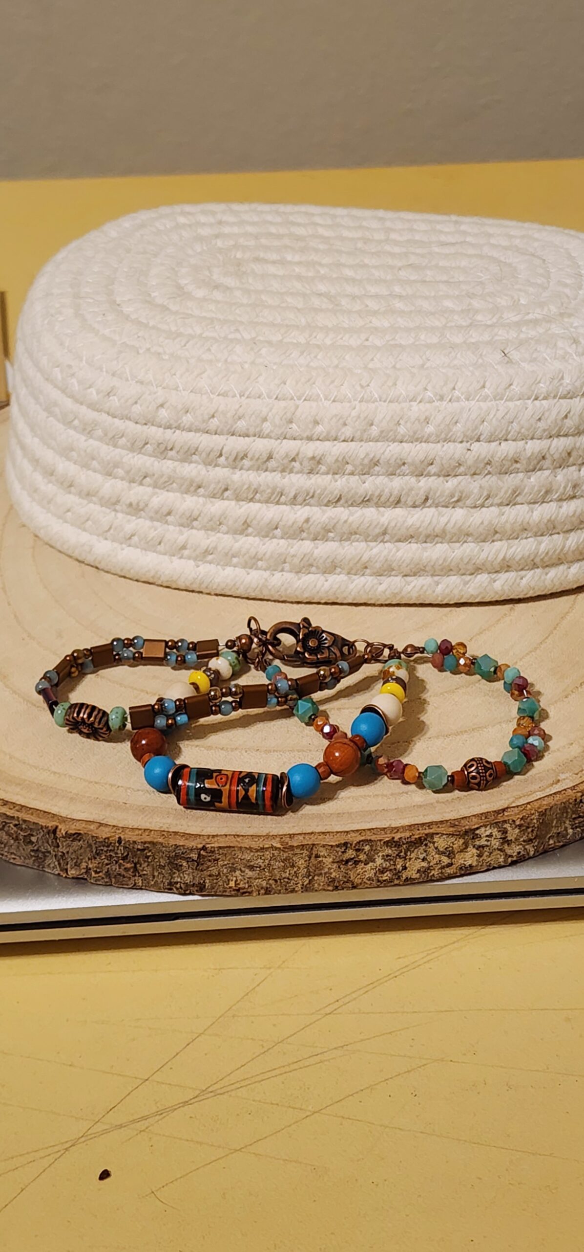Southwest multi-color beaded bracelet with handcrafted copper accents Southwest multi-color beaded bracelet with handcrafted copper accents - image 2