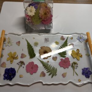 Handcrafted Resin Serving Tray with Pressed Flowers