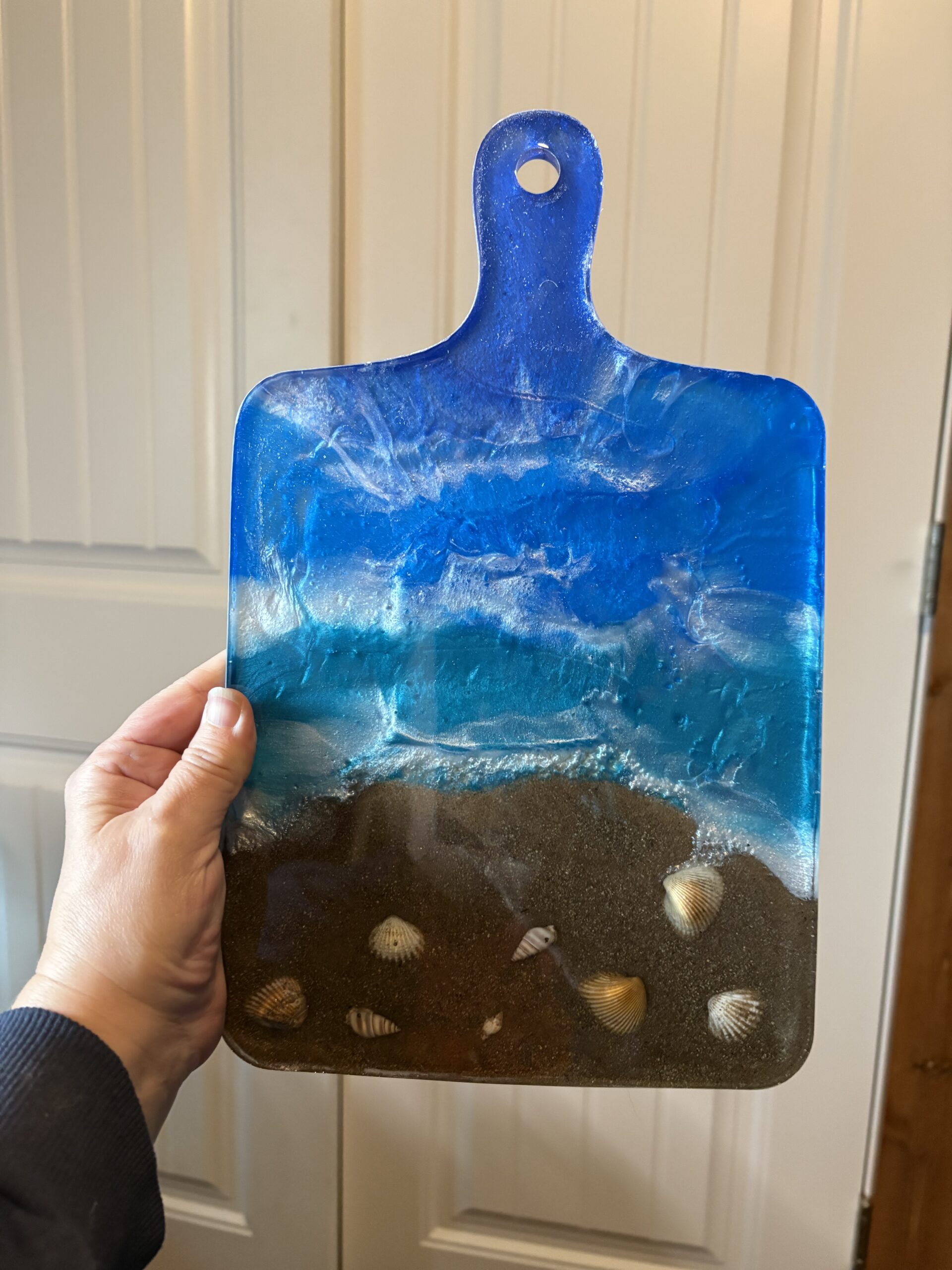 Handcrafted coastal resin serving board, ocean wave charcuterie board, handmade beach house kitchen decor Handcrafted coastal resin serving board, ocean wave charcuterie board, handmade beach house kitchen decor - image 4