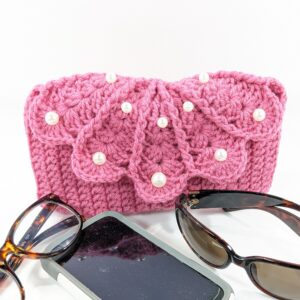 Shell Phone & Glasses Raspberry Crochet Case
