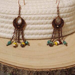 Desert bloom earrings-multi bead southwest style chandelier earrings