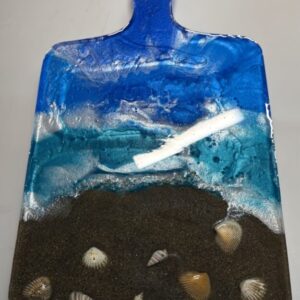 Handcrafted Coastal Resin Serving Board, Ocean Wave Charcuterie Board, Handmade Beach House Kitchen Decor