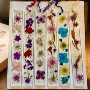 Handmade Pressed Flower Resin Bookmarks, Handcrafted Floral Bookmark Gift Set with Tassels