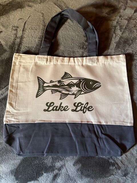 "lake life" custom reusable tote bag - colored base Lake life custom reusable tote bag - colored base