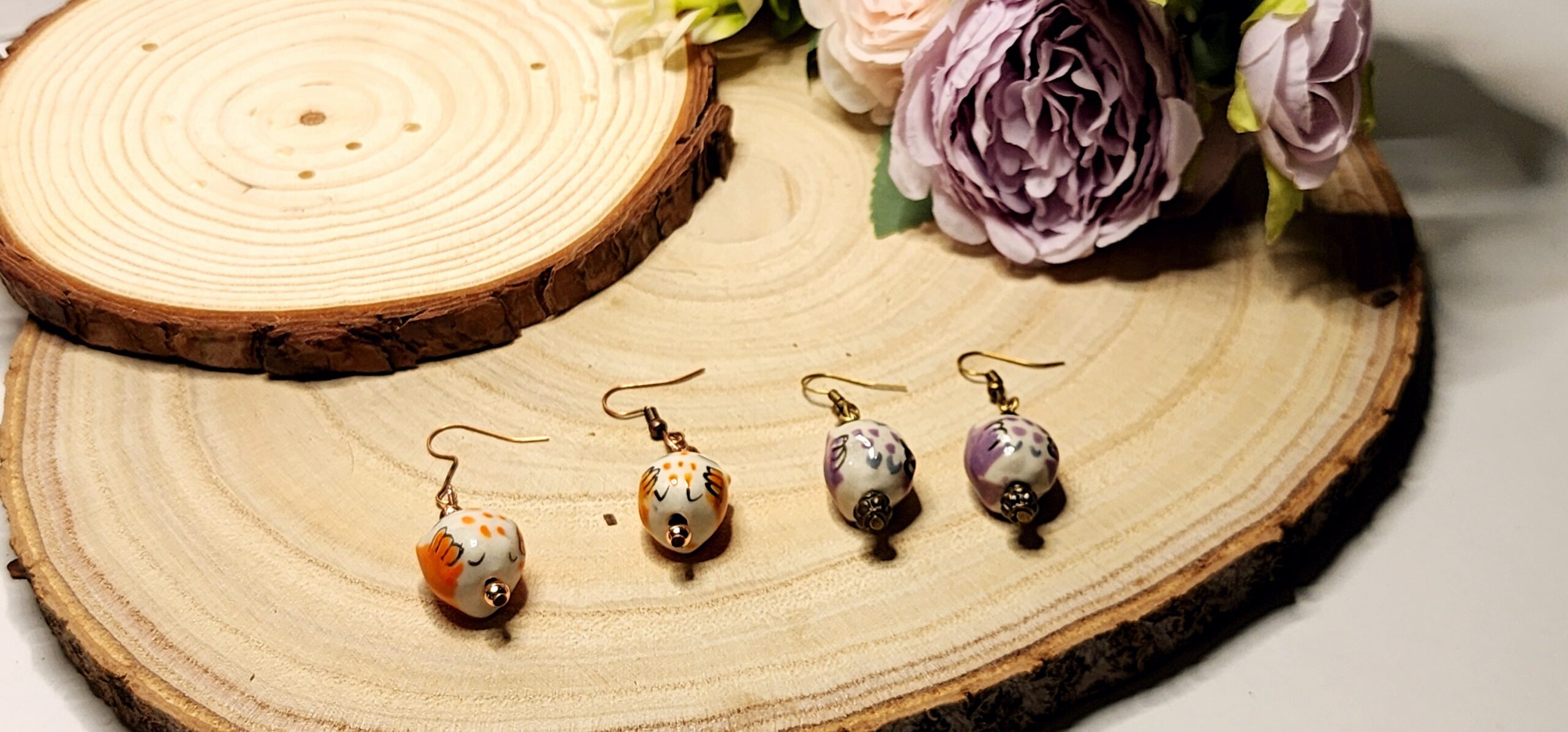 Hand‑painted porcelain owl earrings – whimsical holiday gift for her Hand‑painted porcelain owl earrings – whimsical holiday gift for her - image 4
