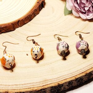 Hand‑Painted Porcelain Owl Earrings – Whimsical Holiday Gift for Her