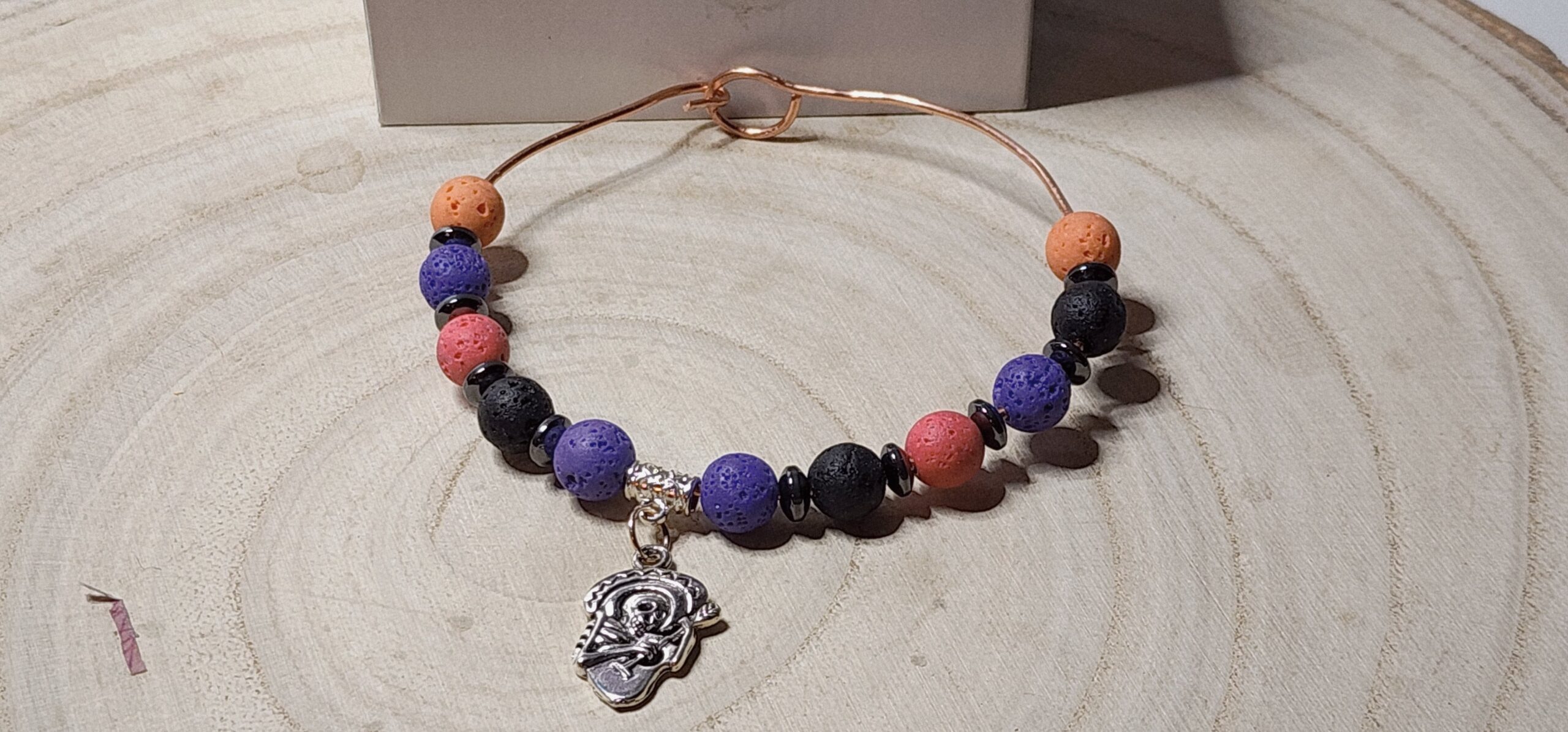 Handcrafted copper wire halloween bangles- fun halloween charms-festive colorful beads Handcrafted copper wire halloween bangles- fun halloween charms-festive colorful beads - image 9