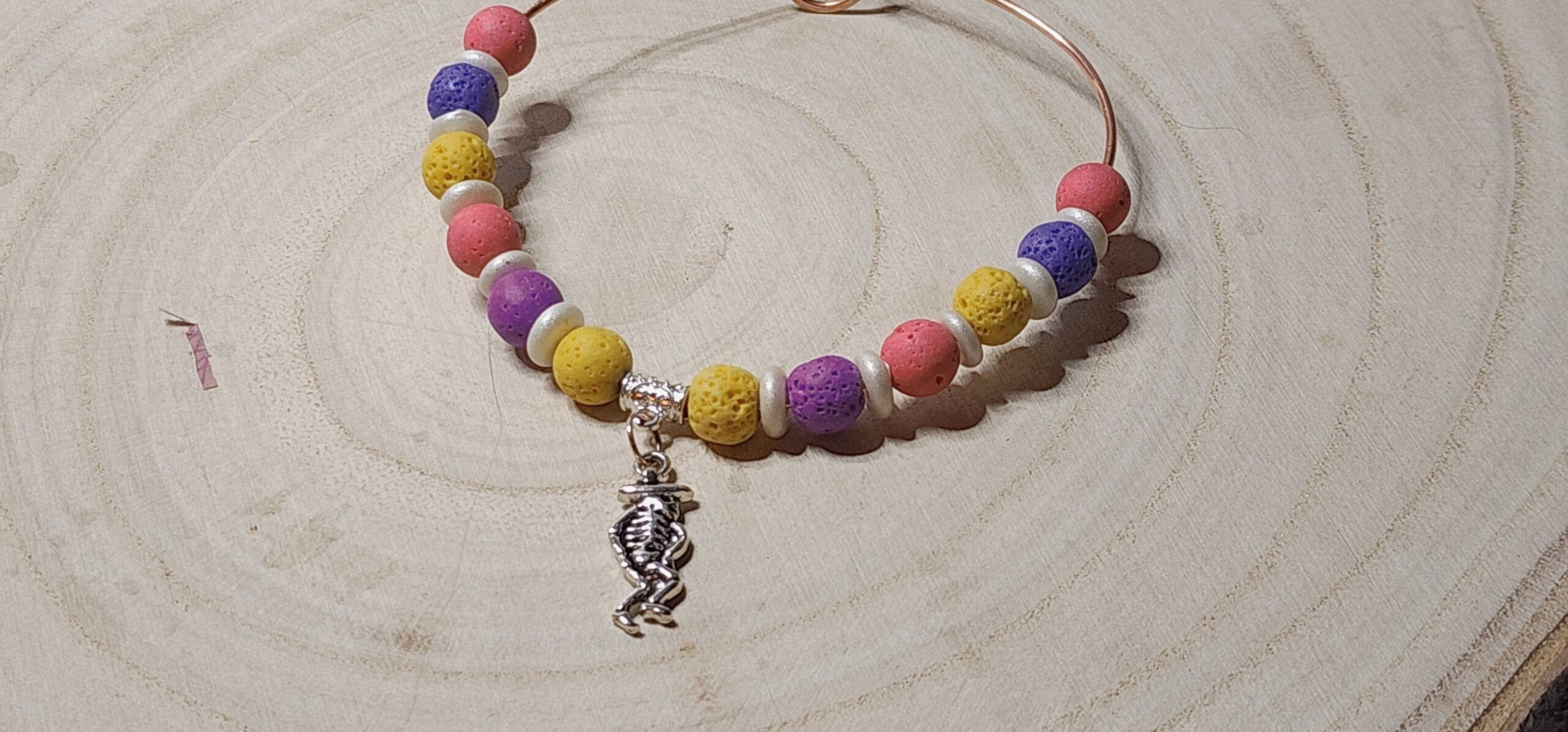Handcrafted copper wire halloween bangles- fun halloween charms-festive colorful beads Handcrafted copper wire halloween bangles- fun halloween charms-festive colorful beads - image 7