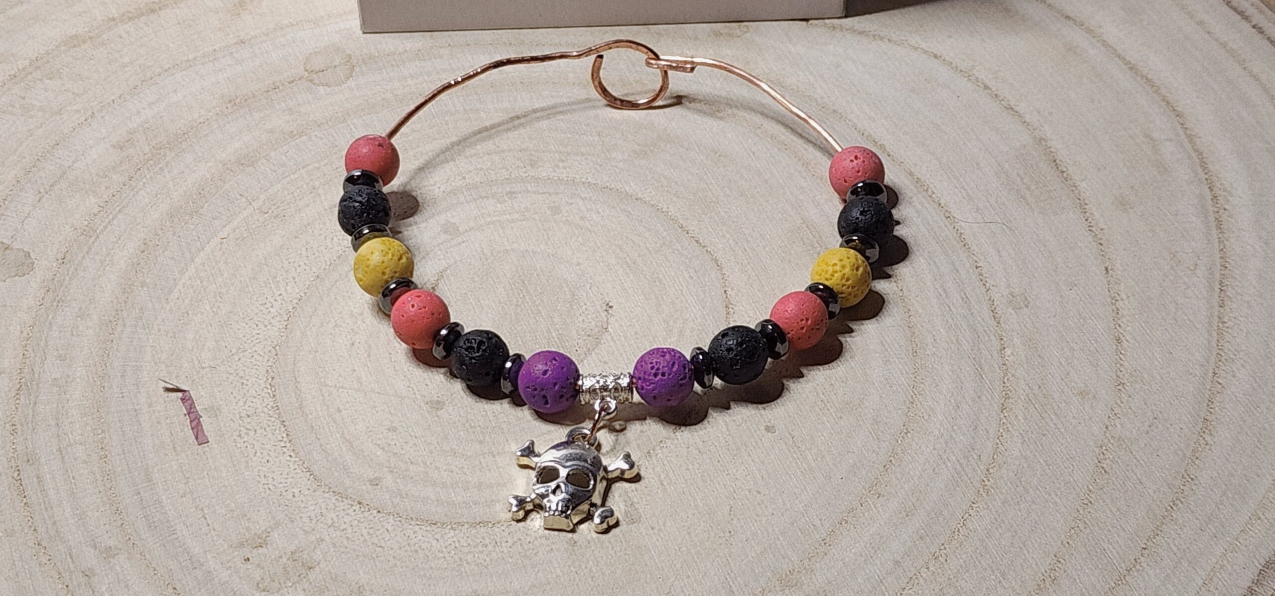 Handcrafted copper wire halloween bangles- fun halloween charms-festive colorful beads Handcrafted copper wire halloween bangles- fun halloween charms-festive colorful beads - image 5