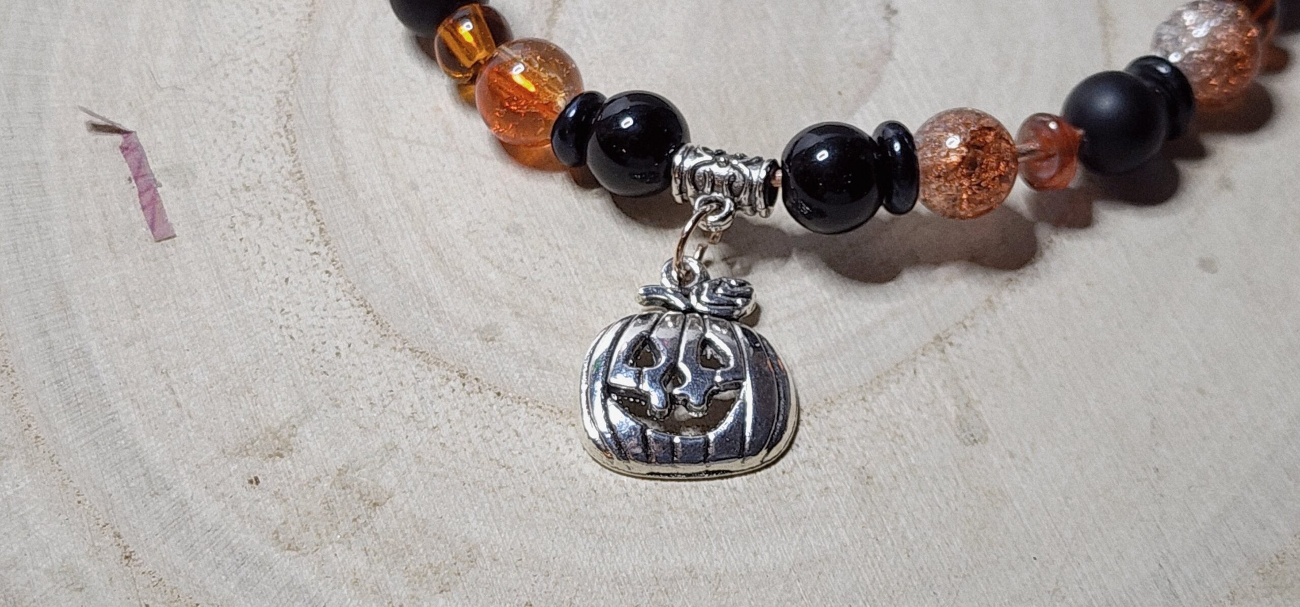 Handcrafted copper wire halloween bangles- fun halloween charms-festive colorful beads Handcrafted copper wire halloween bangles- fun halloween charms-festive colorful beads