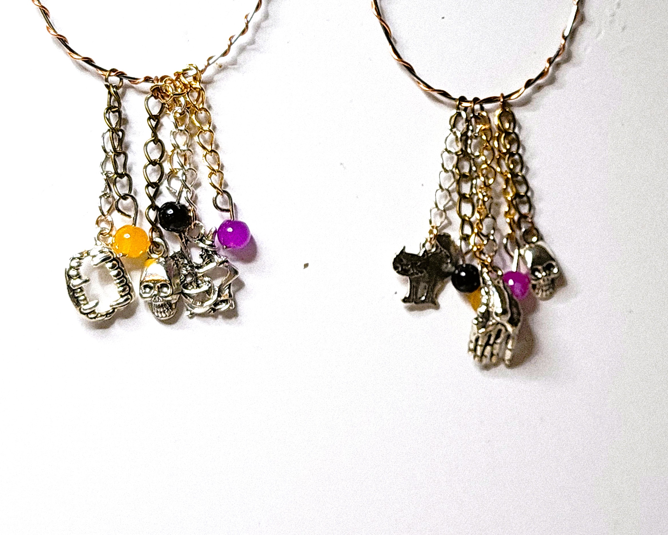 Handcrafted halloween wire wrapped hoop earrings-spooky jewelry-halloween magic Handcrafted halloween wire wrapped hoop earrings-spooky jewelry-halloween magic
