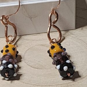 Handmade halloween style jewelry spooky season accessory lampwork glass beads-artisan earrings
