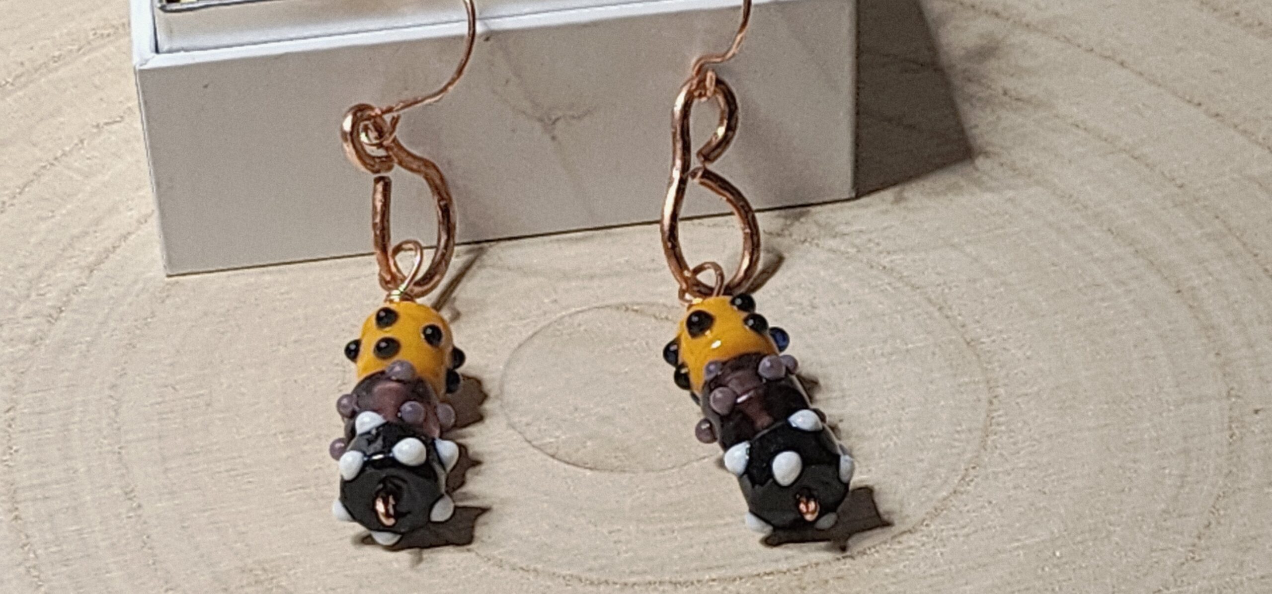 Handmade halloween style jewelry spooky season accessory lampwork glass beads-artisan earrings Handmade halloween style jewelry spooky season accessory lampwork glass beads-artisan earrings