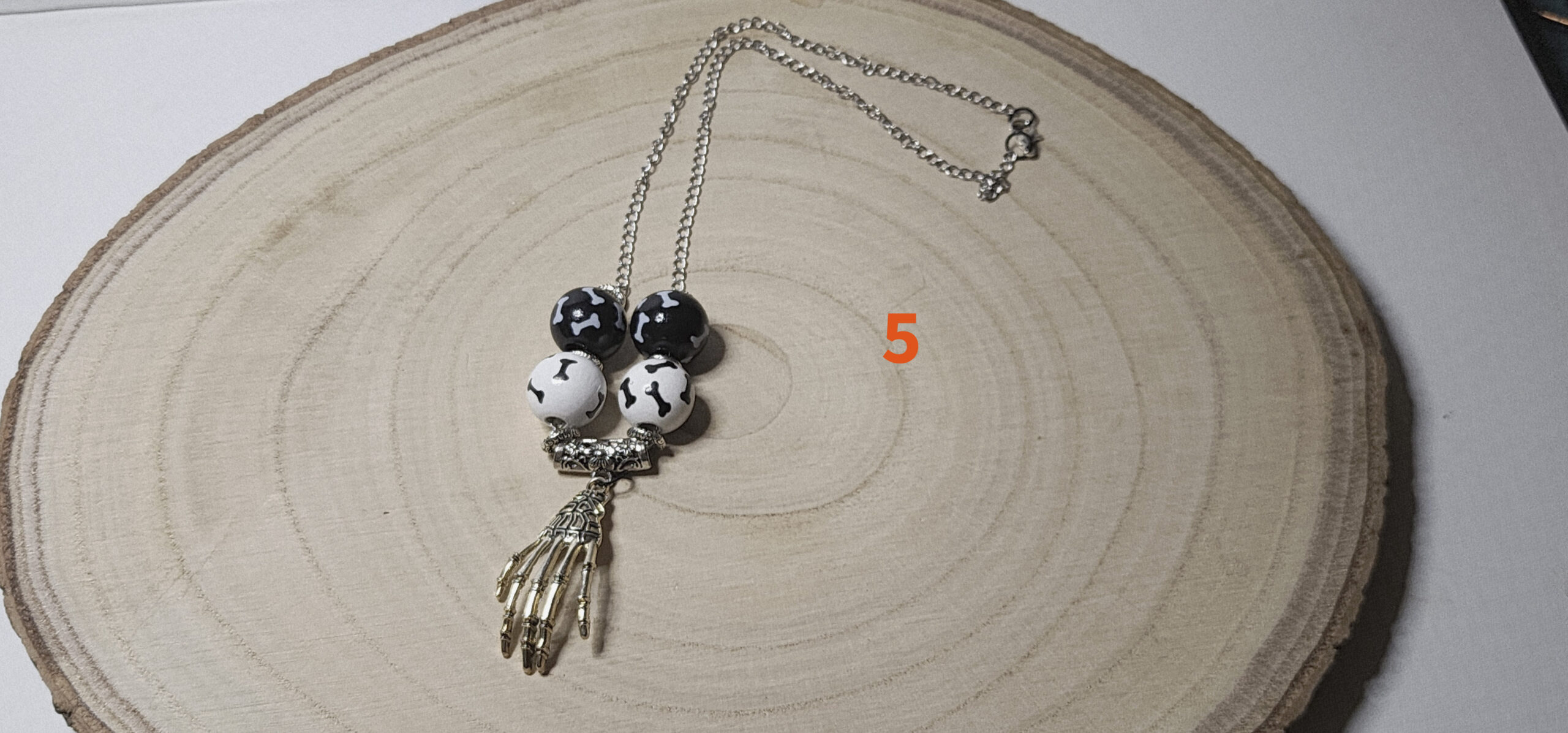 Fun spooky wooden bead necklace with halloween charms – handcrafted Fun spooky wooden bead necklace with halloween charms – handcrafted - image 2