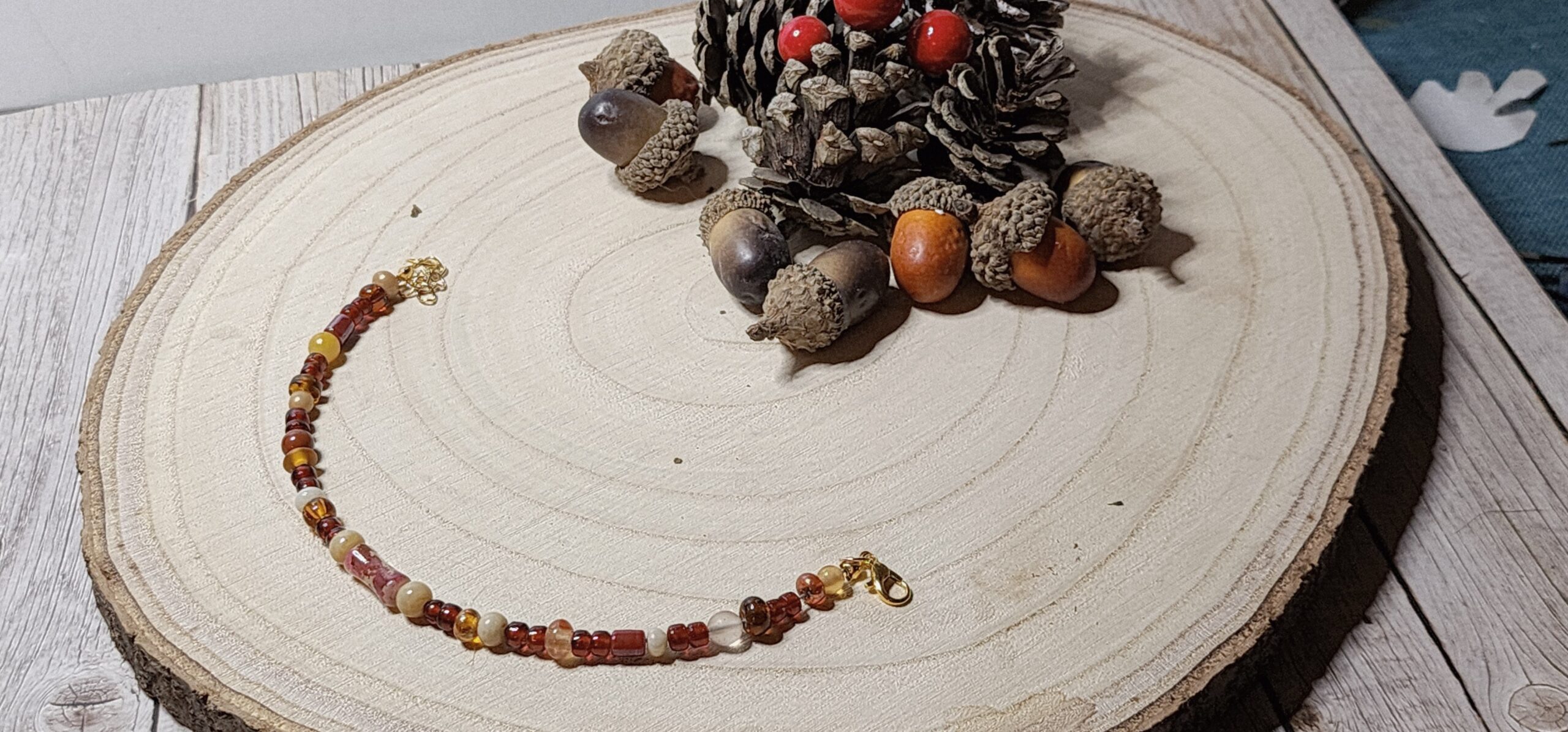 Handcrafted autumn gemstone beaded bracelet -nature inspired jewelry-earth-tone bracelet Handcrafted autumn gemstone beaded bracelet -nature inspired jewelry-earth-tone bracelet - image 3