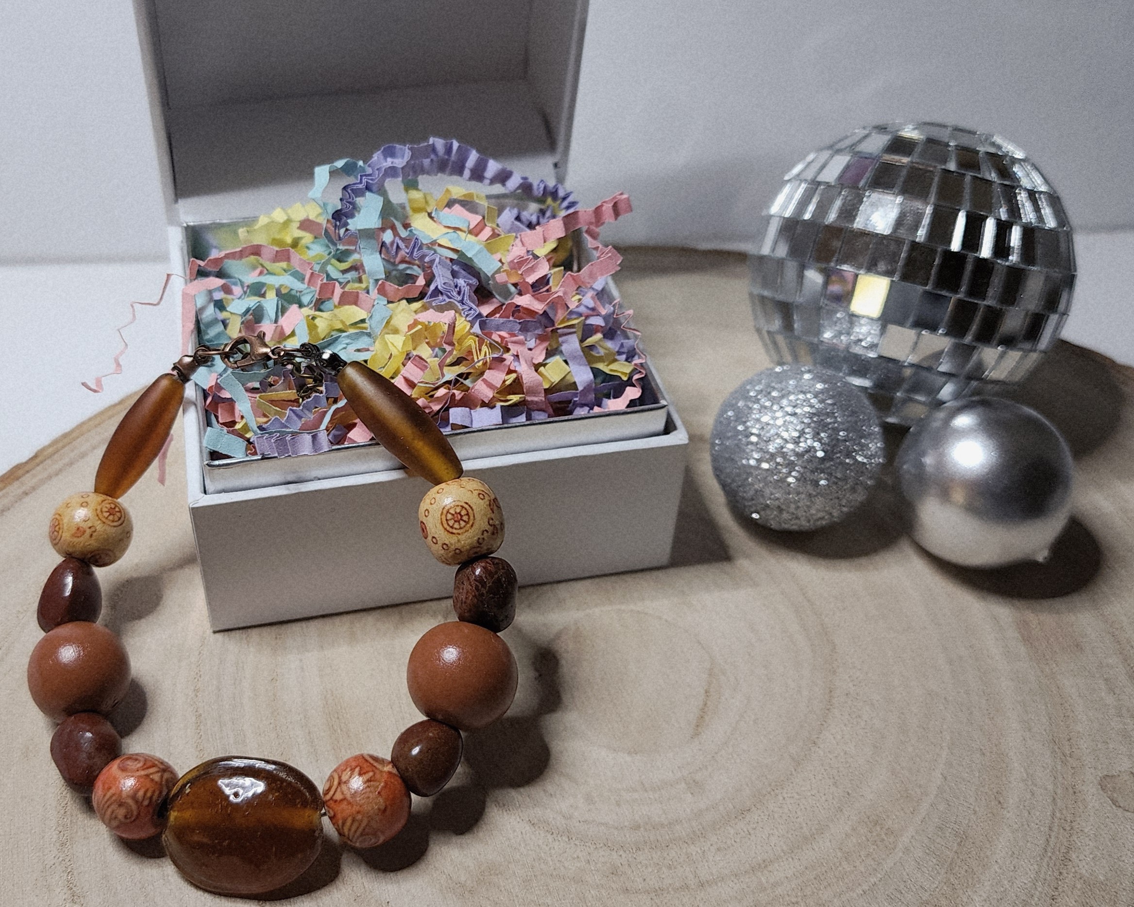 Earthy brown & amber beaded bracelet – handmade wooden & glass jewelry Earthy brown & amber beaded bracelet – handmade wooden & glass jewelry - image 4
