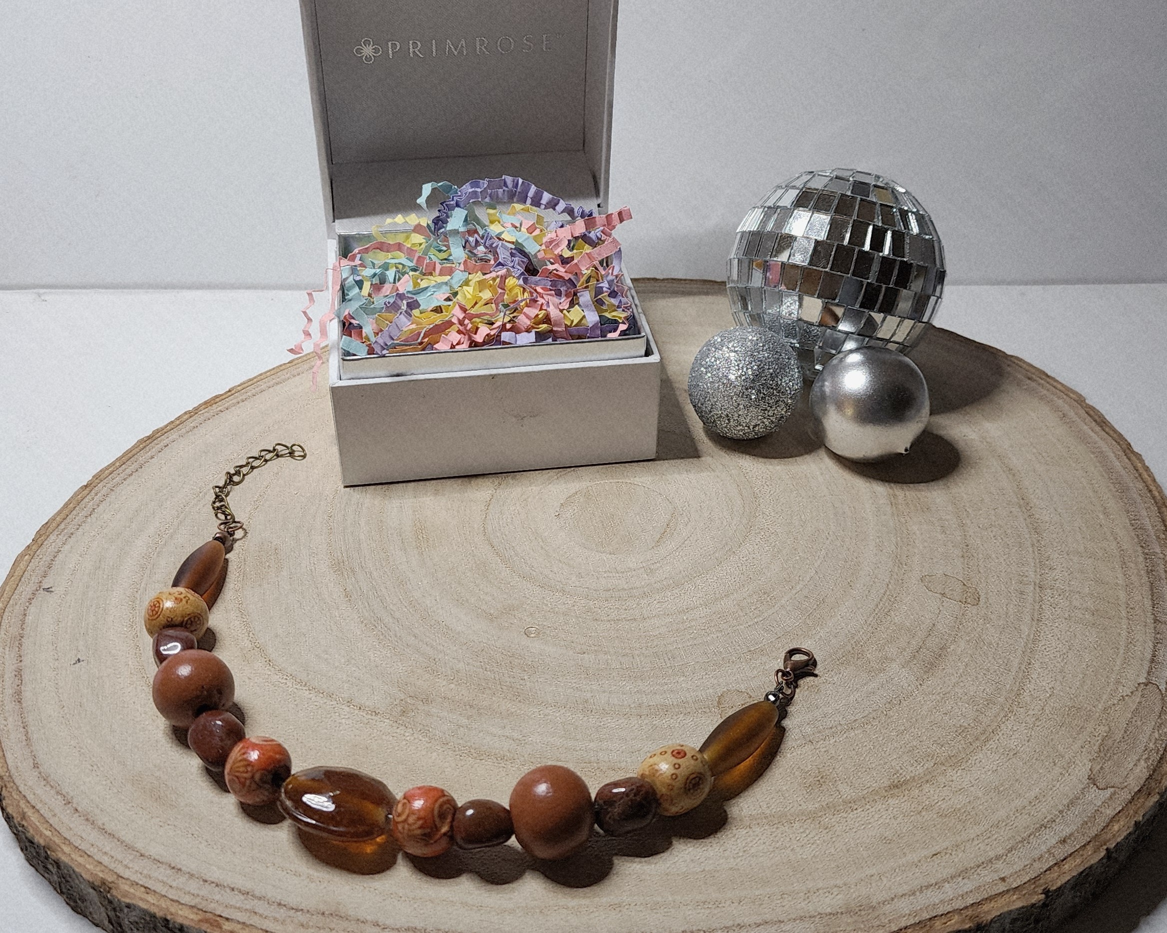 Earthy brown & amber beaded bracelet – handmade wooden & glass jewelry Earthy brown & amber beaded bracelet – handmade wooden & glass jewelry - image 3