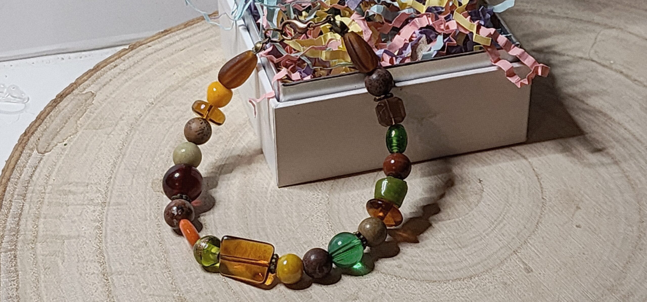 Autumn glow beaded bracelet – handmade glass & stone jewelry Autumn glow beaded bracelet – handmade glass & stone jewelry