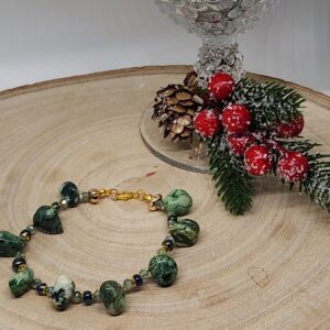 Enchanted Forest Tree Agate Bracelet – Handmade Gemstone Jewelry with Earthy Green Energ