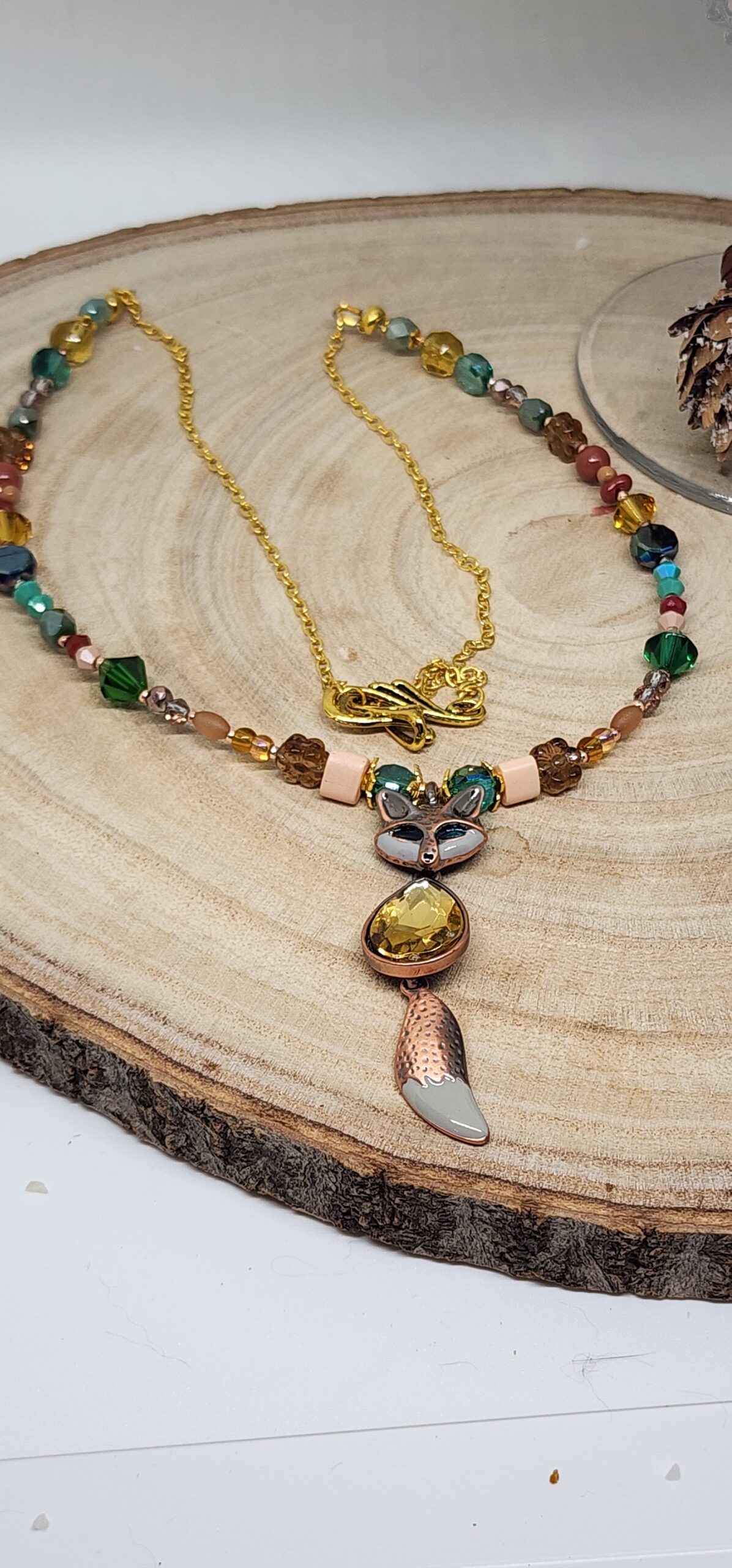 Woodland fox necklace – amber glow & holiday charm-nature inspired jewelry Woodland fox necklace – amber glow & holiday charm-nature inspired jewelry
