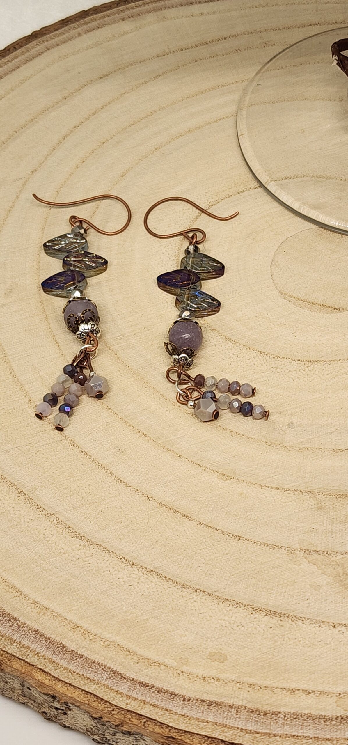 Purple aventurine & czech glass leaf bracelet – handmade gift-earthy elegant jewelry Purple aventurine & czech glass leaf bracelet – handmade gift-earthy elegant jewelry