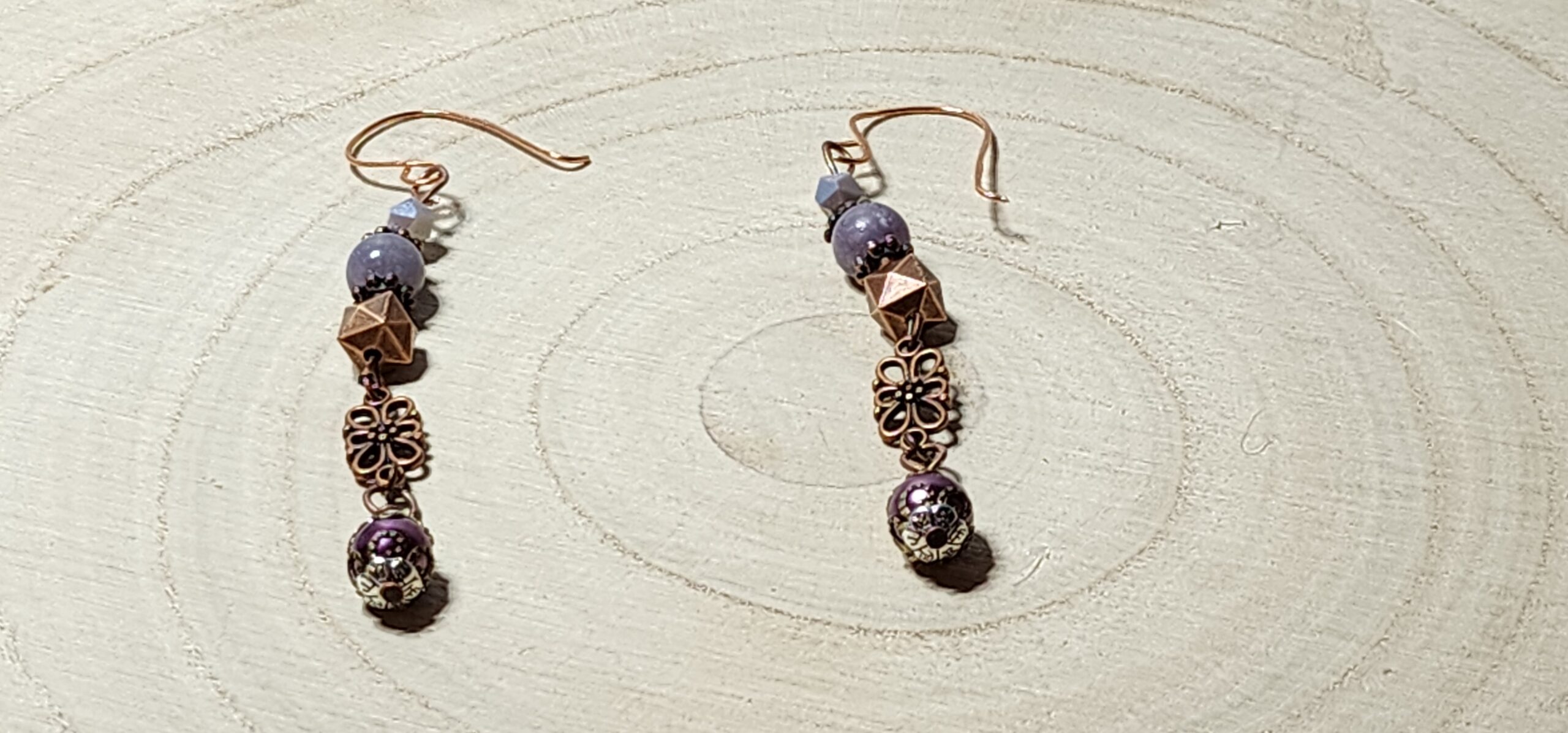 Handmade purple floral necklace & earring set – winterberry charm holiday jewelry Handmade purple floral necklace & earring set – winterberry charm holiday jewelry