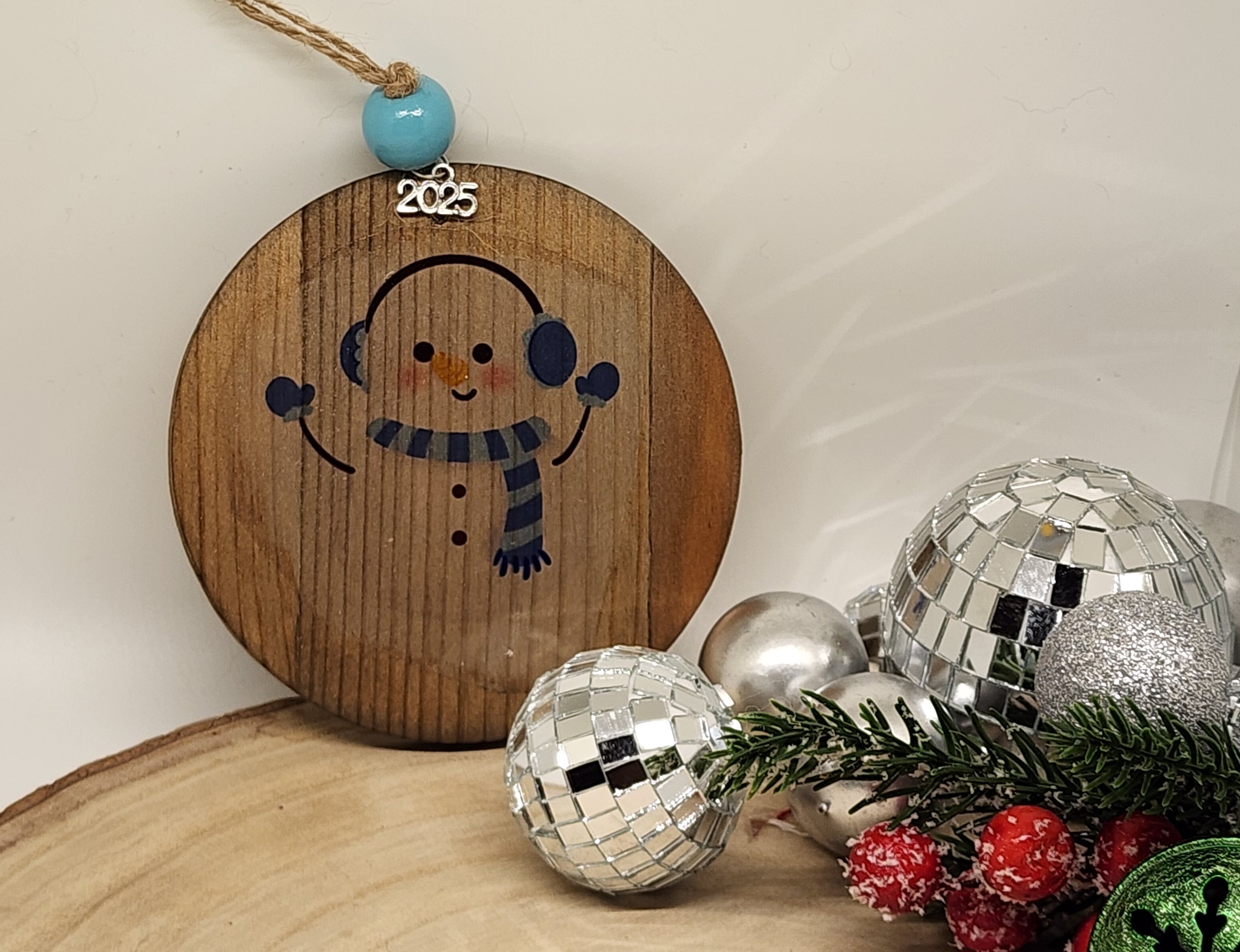 Whimsical artisan holiday decor-wooden christmas ornaments-snowman collection Whimsical artisan holiday decor-wooden christmas ornaments-snowman collection