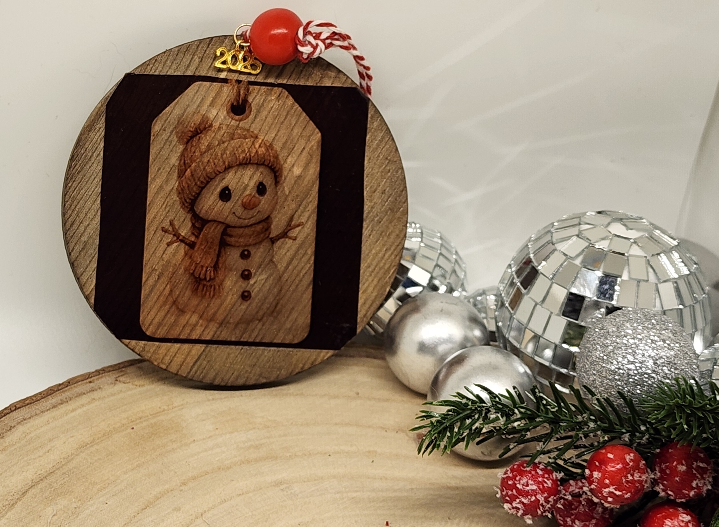 Whimsical artisan holiday decor-wooden christmas ornaments-snowman collection Whimsical artisan holiday decor-wooden christmas ornaments-snowman collection - image 7