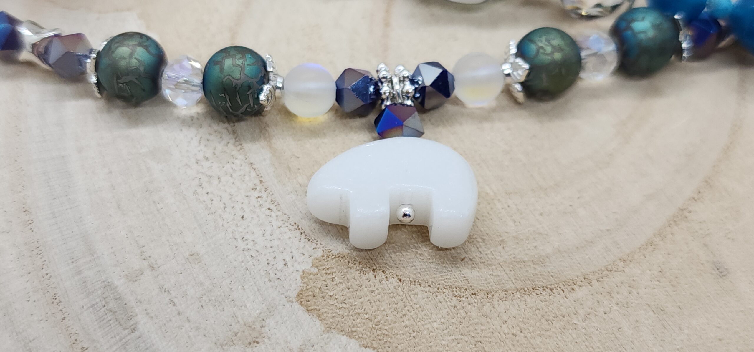 Bear charm & floral beaded bracelet whimsical handmade jewelry set with heart & flower accents Bear charm & floral beaded bracelet whimsical handmade jewelry set with heart & flower accents