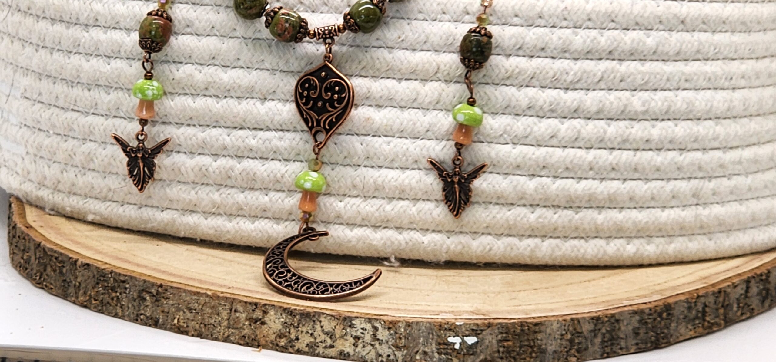 Unakite fairy inspired necklace & earrings set | woodland fantasy jewelry | handmade nature jewelry Unakite fairy inspired necklace & earrings set | woodland fantasy jewelry | handmade nature jewelry - image 4