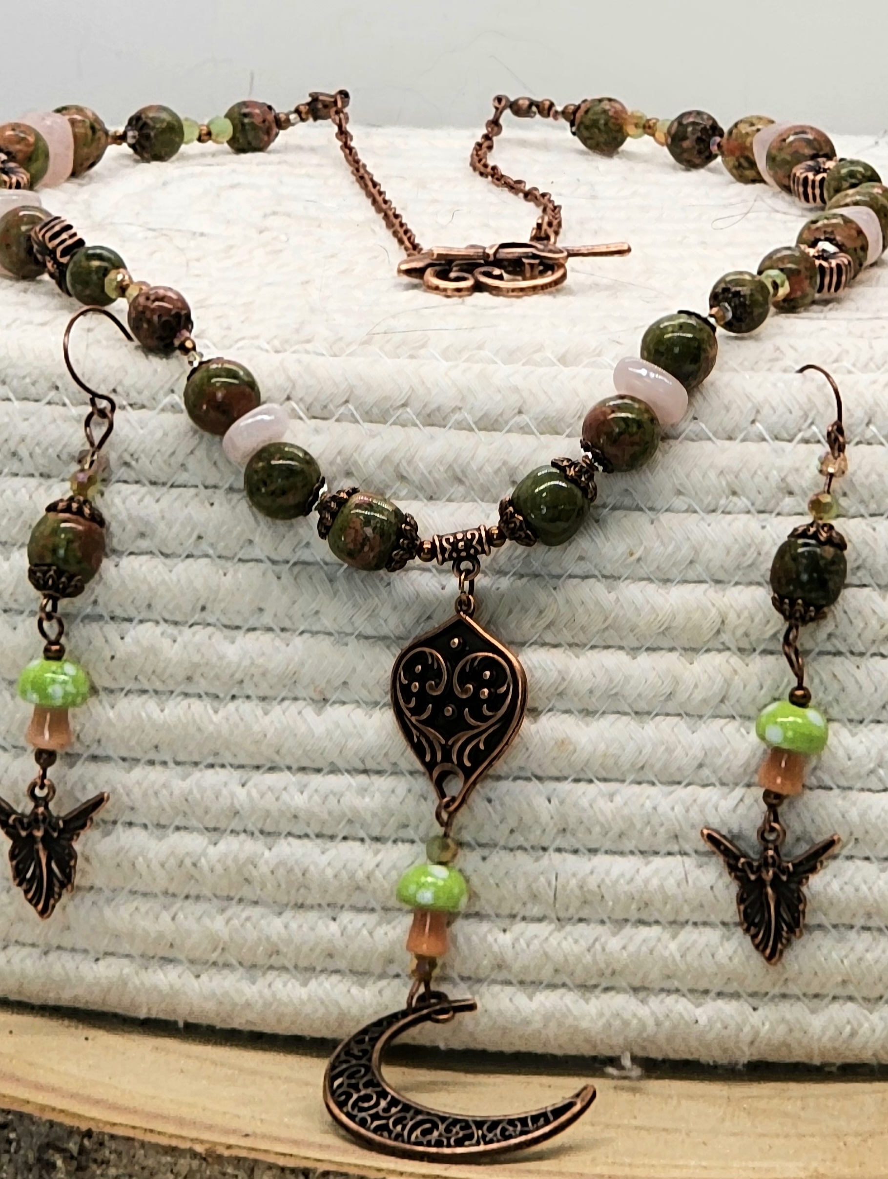 Unakite fairy inspired necklace & earrings set | woodland fantasy jewelry | handmade nature jewelry Unakite fairy inspired necklace & earrings set | woodland fantasy jewelry | handmade nature jewelry - image 3