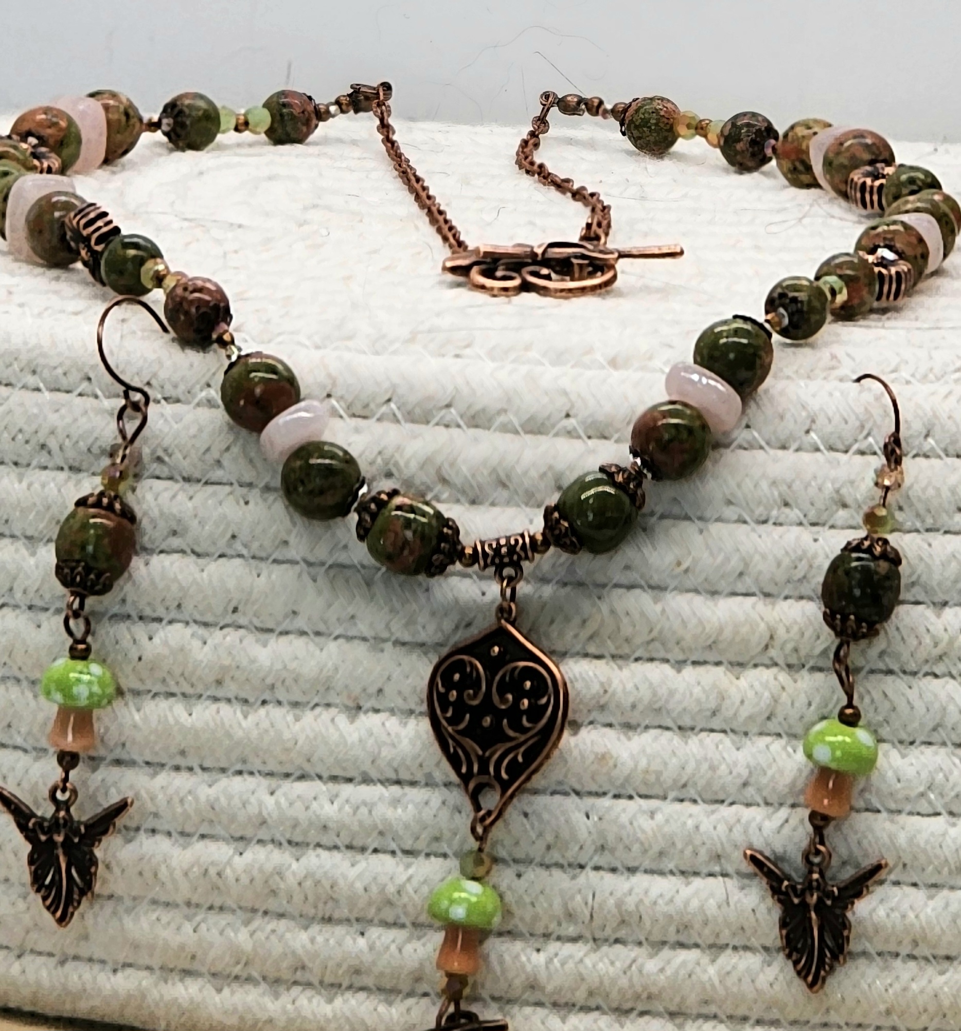 Unakite fairy inspired necklace & earrings set | woodland fantasy jewelry | handmade nature jewelry Unakite fairy inspired necklace & earrings set | woodland fantasy jewelry | handmade nature jewelry