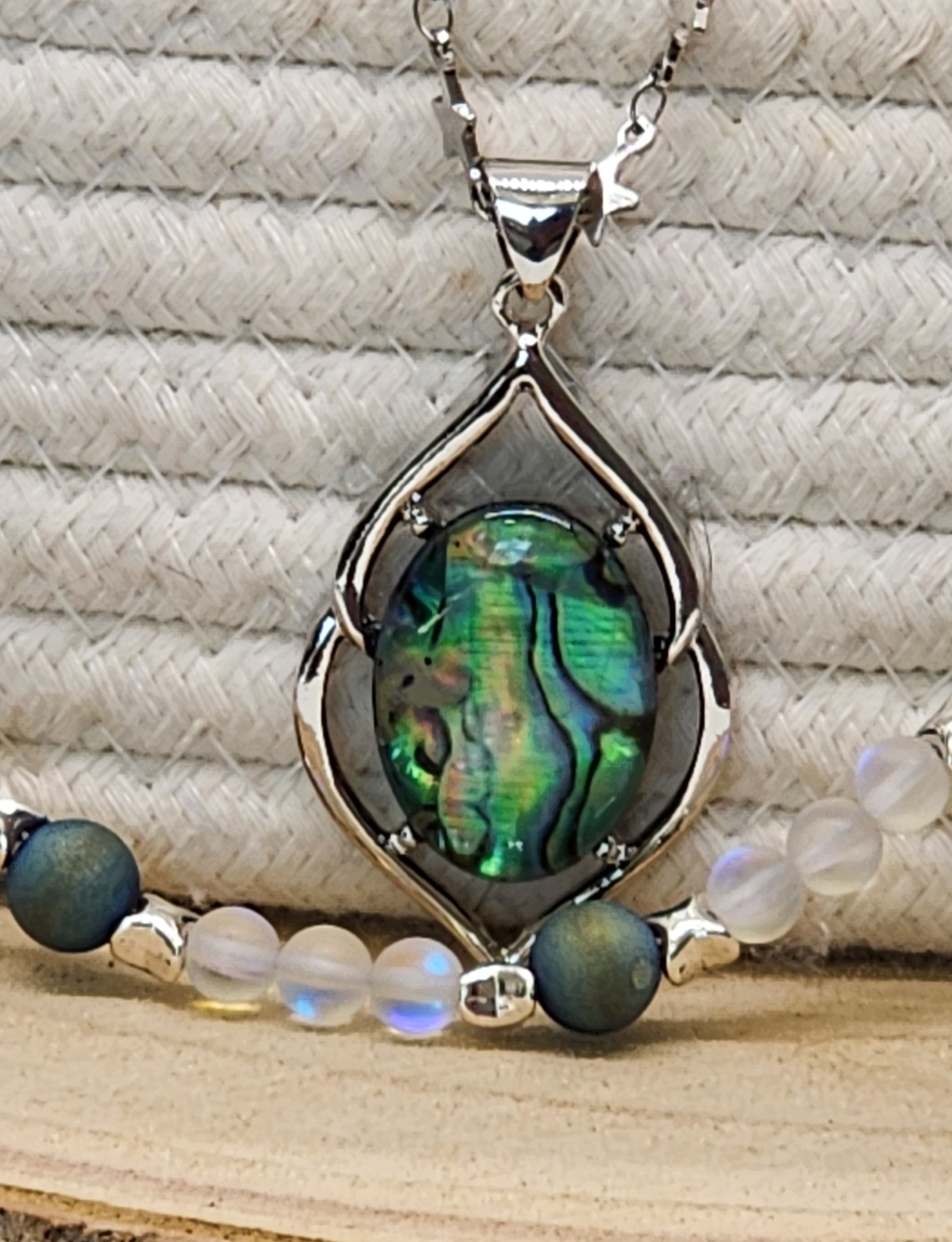 Iridescent arctic aurora necklace set gemstone beads celestial handmade jewelry gift for her Iridescent arctic aurora necklace set gemstone beads celestial handmade jewelry gift for her - image 5