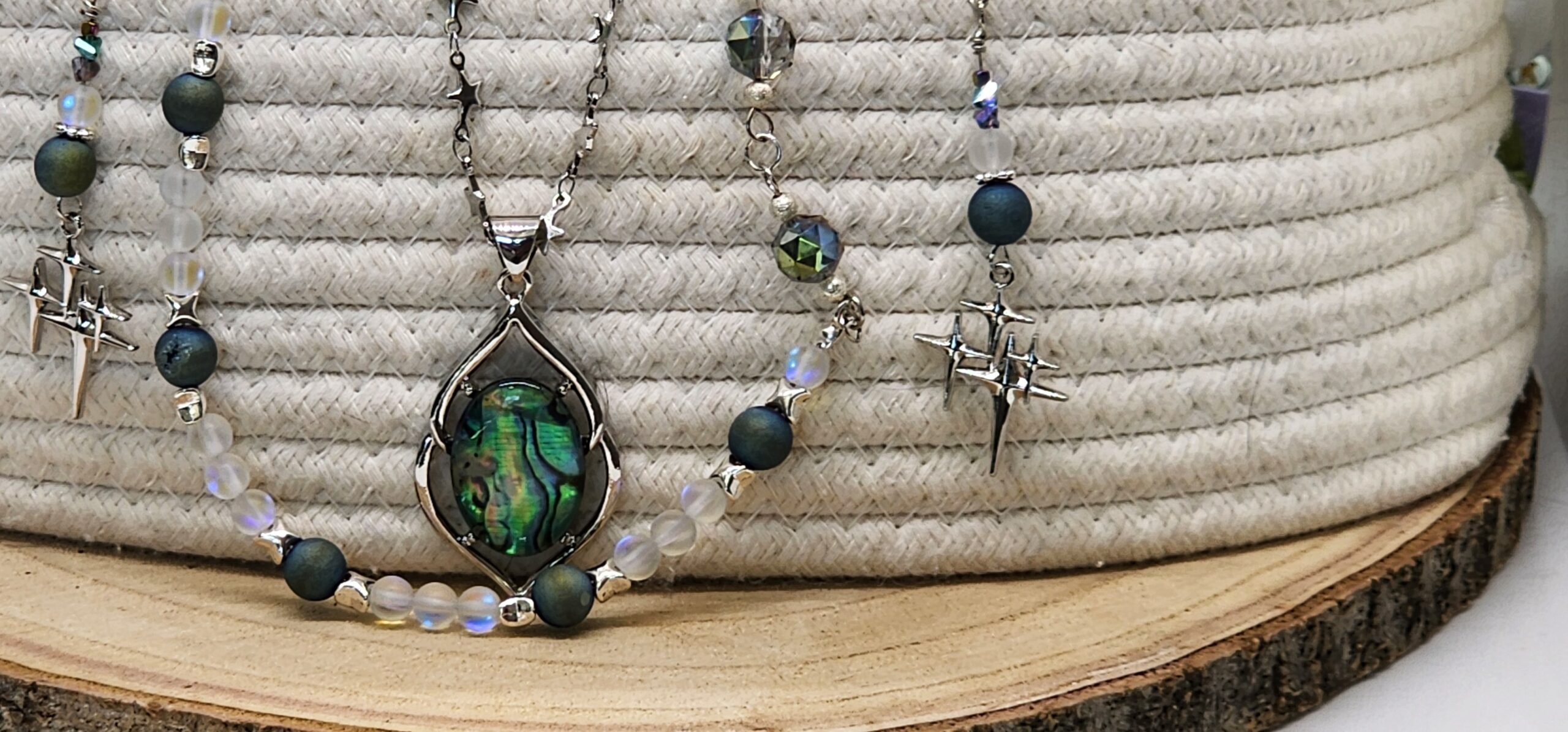 Iridescent arctic aurora necklace set gemstone beads celestial handmade jewelry gift for her Iridescent arctic aurora necklace set gemstone beads celestial handmade jewelry gift for her - image 4