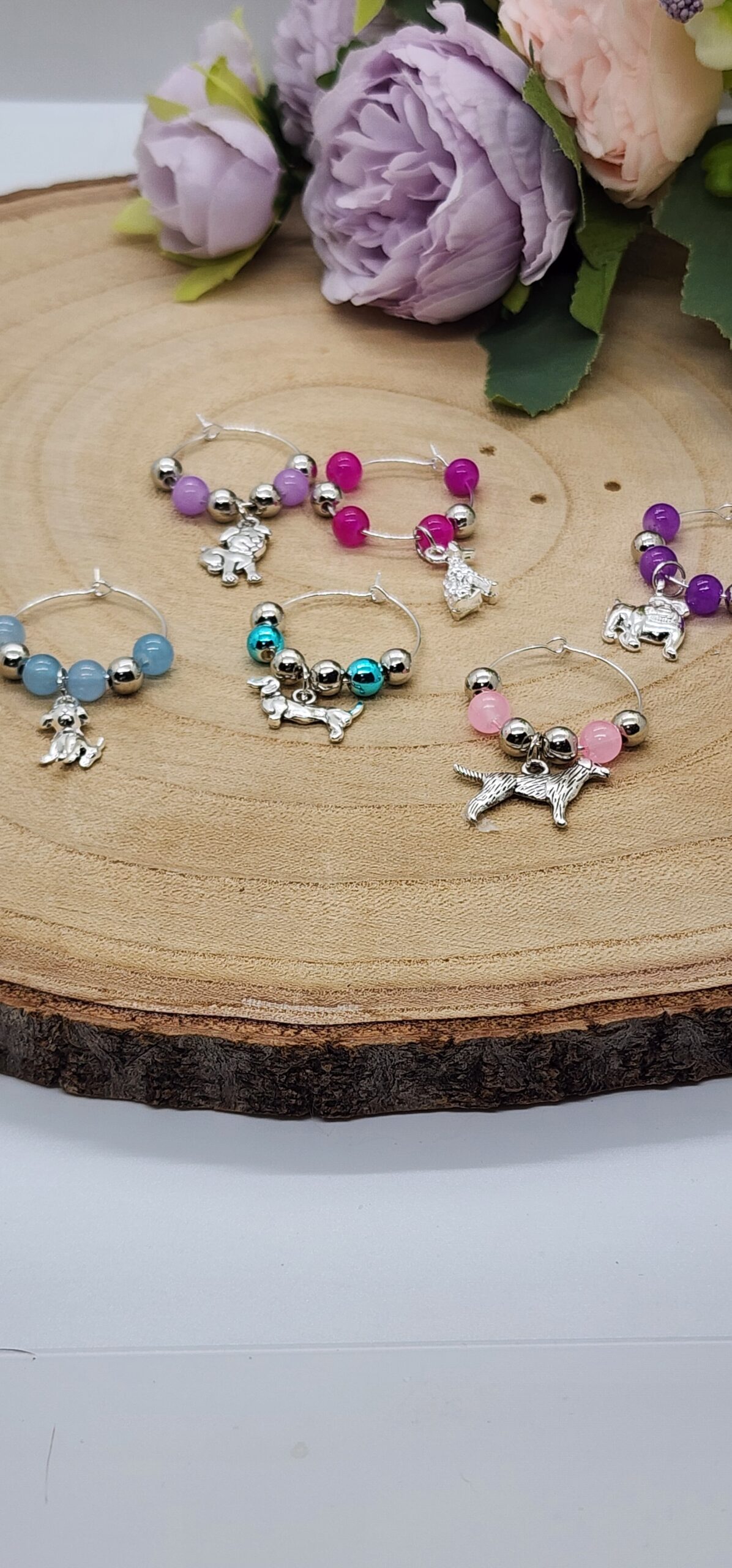 Custom wine glass marker sets-handmade with customizable colors and charms Custom wine glass marker sets-handmade with customizable colors and charms - image 6