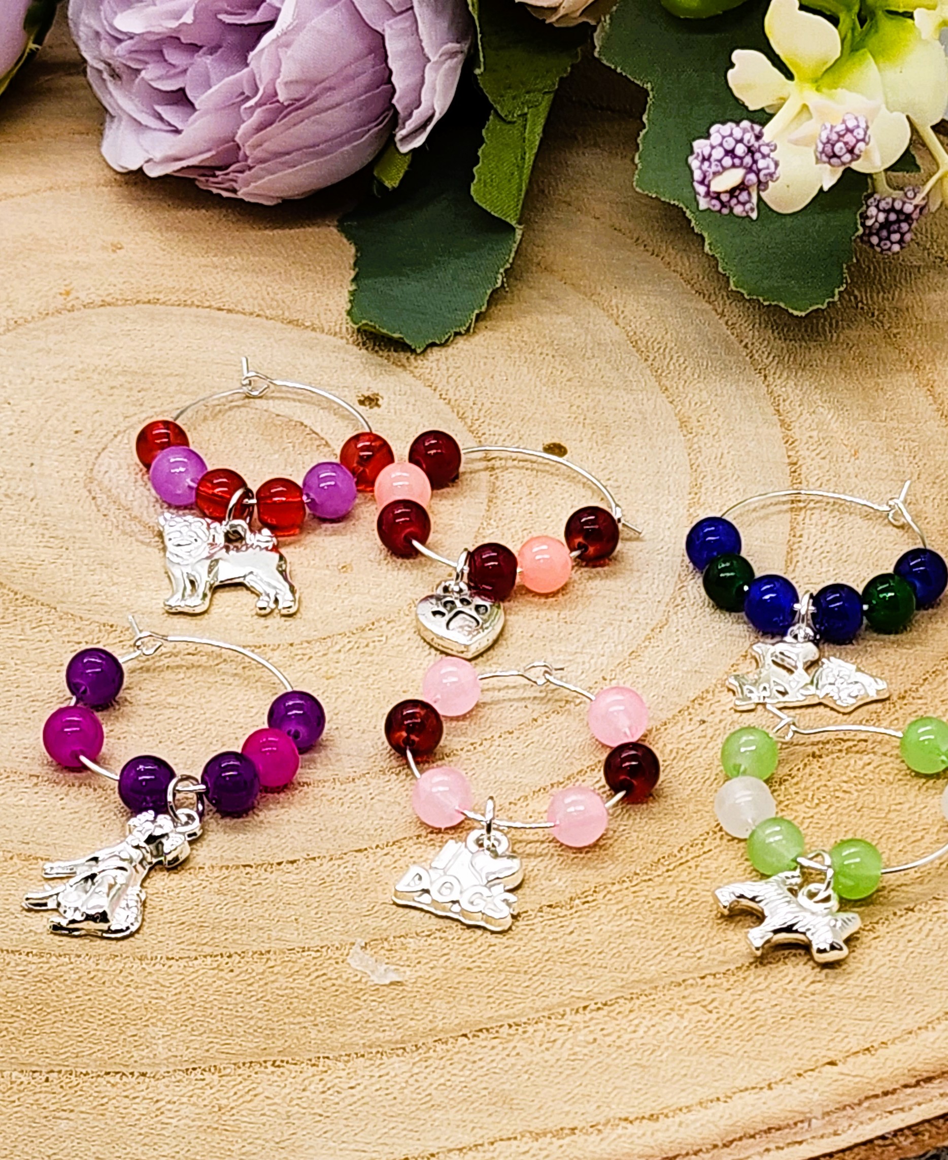 Custom wine glass marker sets-handmade with customizable colors and charms Custom wine glass marker sets-handmade with customizable colors and charms - image 7