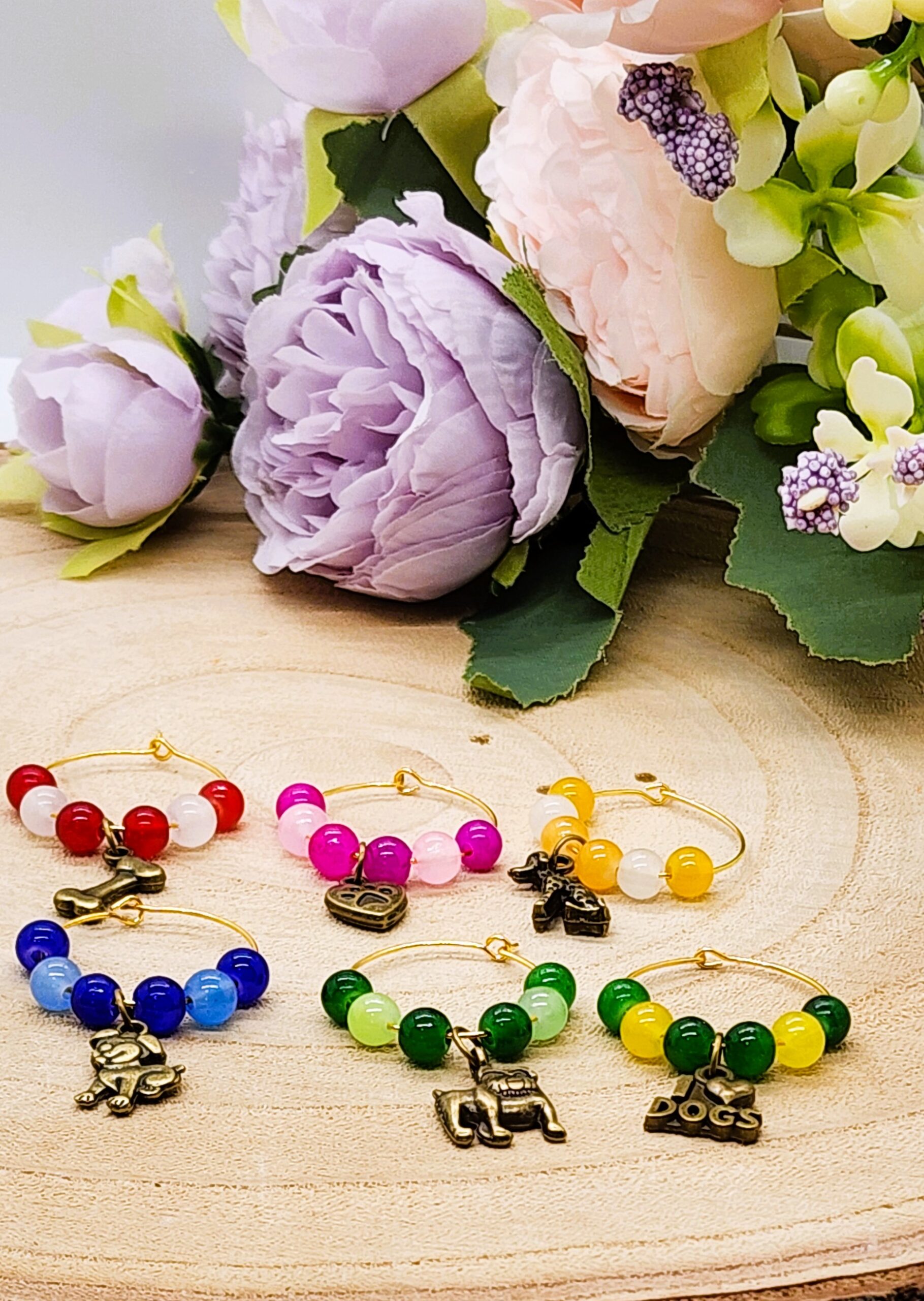 Custom wine glass marker sets-handmade with customizable colors and charms Custom wine glass marker sets-handmade with customizable colors and charms - image 8