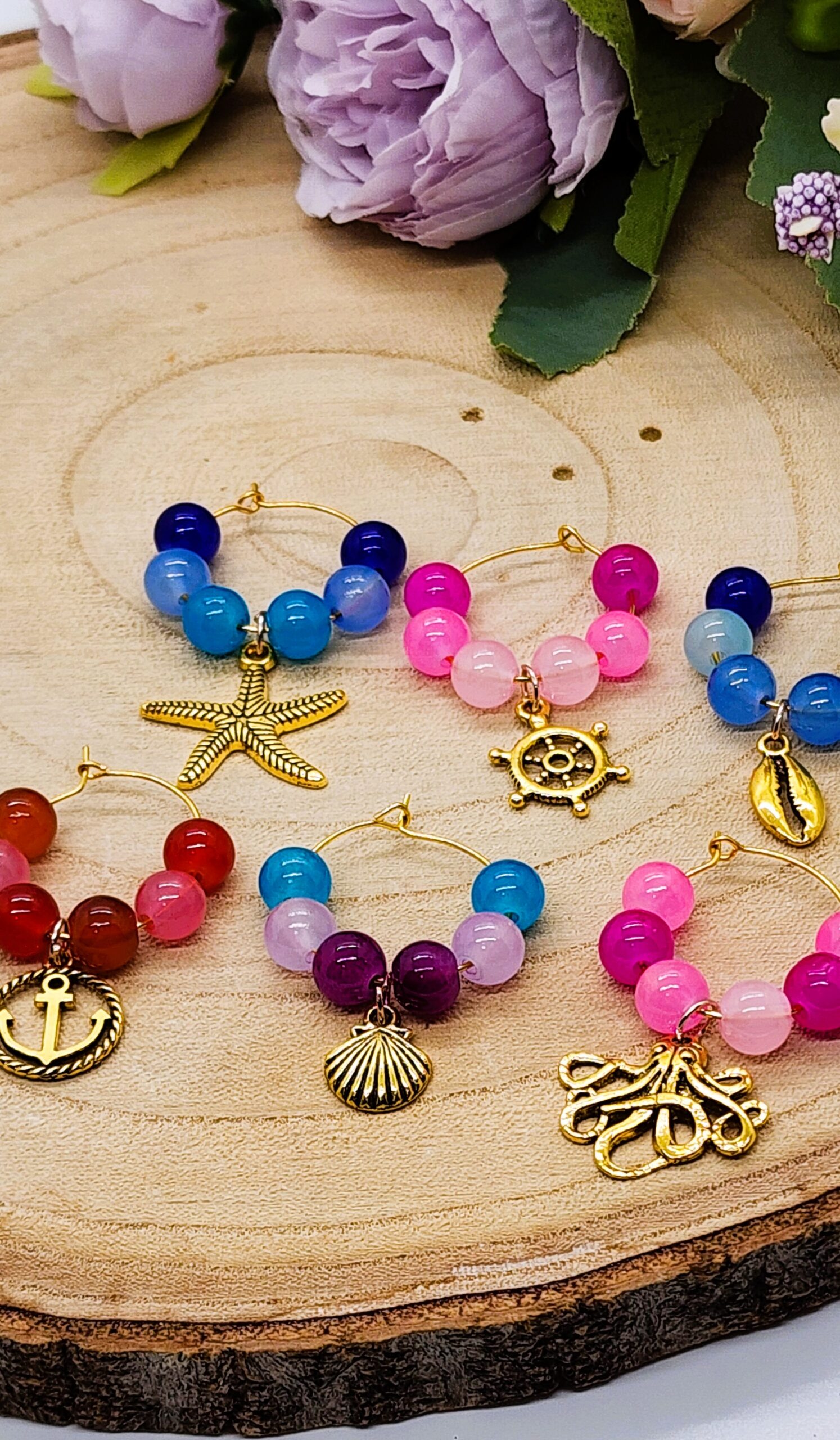Custom wine glass marker sets-handmade with customizable colors and charms Custom wine glass marker sets-handmade with customizable colors and charms - image 13