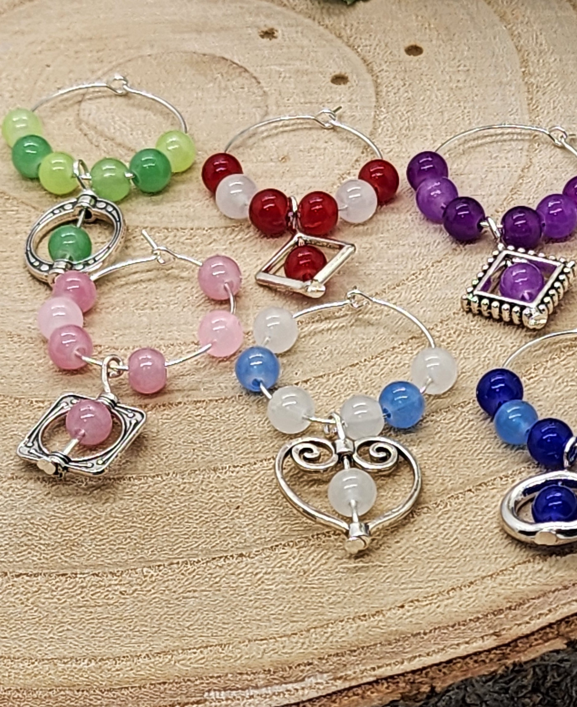 Custom wine glass marker sets-handmade with customizable colors and charms Custom wine glass marker sets-handmade with customizable colors and charms - image 16